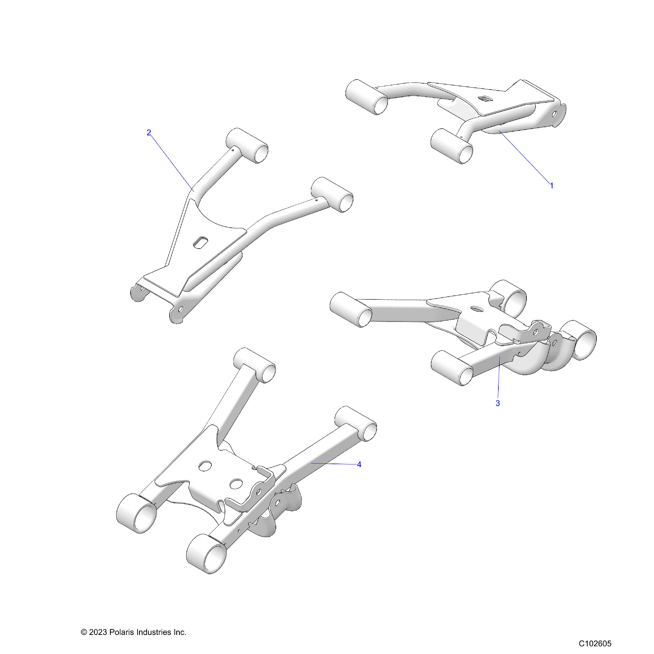 An Image of a Genuine Polaris Parts Schematic Diagram showing the schematic - SUSPENSION: REAR CONTROL ARMS - 2026 POLARIS SPORTSMAN TOURING 570