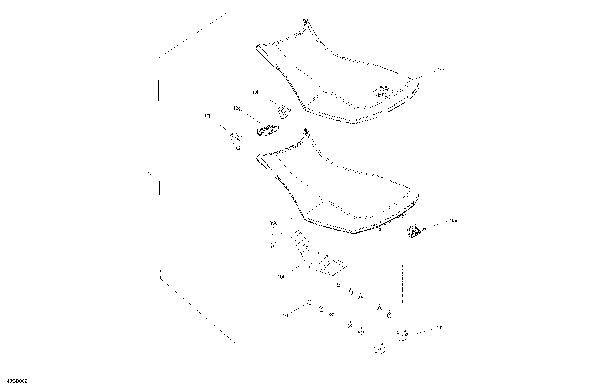 An Image of a Genuine Can-Am Parts Schematic Diagram showing the schematic - BODY - SEAT