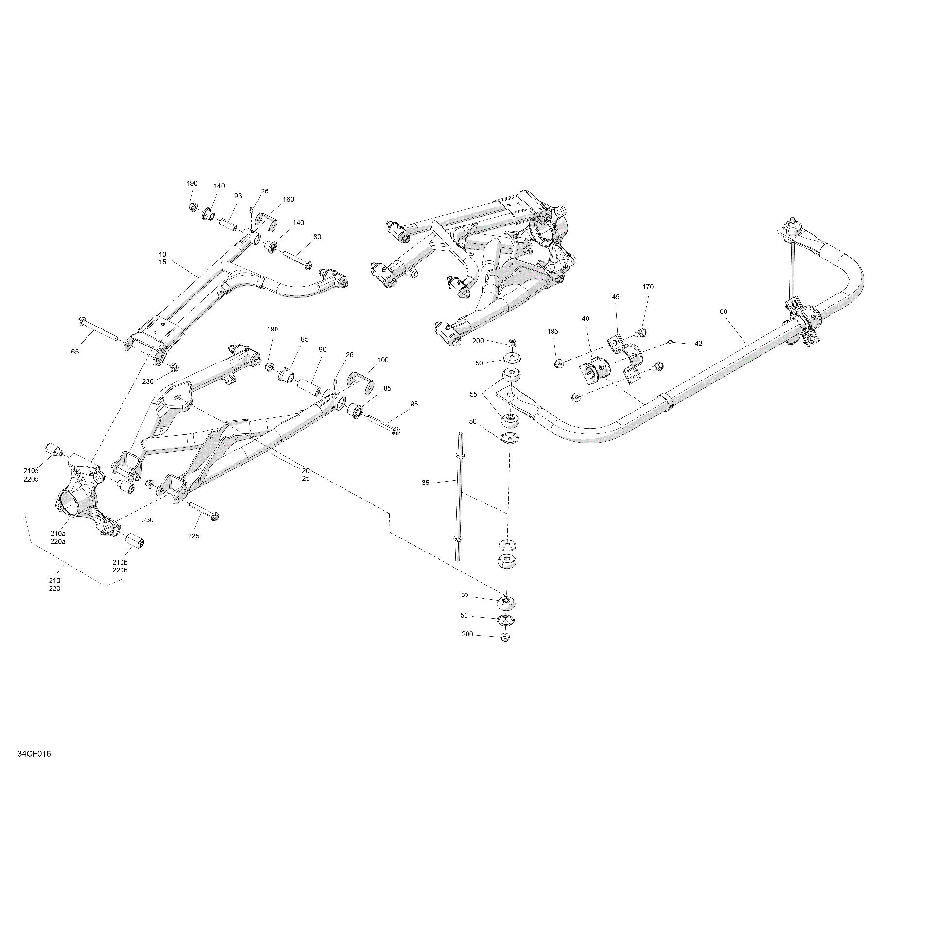 An Image of a Genuine Can-Am Parts Schematic Diagram showing the schematic - SUSPENSION - REAR COMPONENTS
