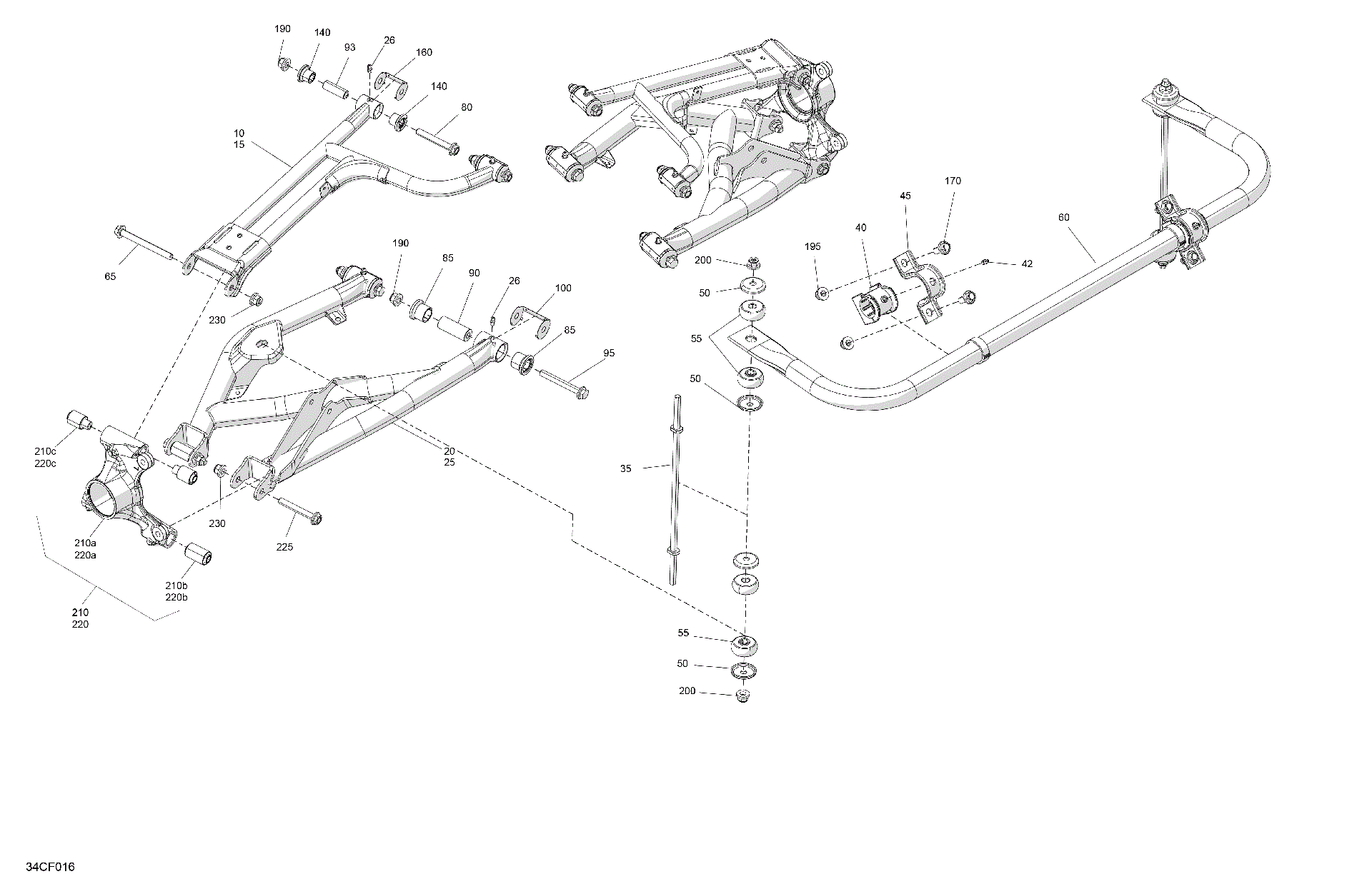 An Image of a Genuine Can-Am Parts Schematic Diagram showing the schematic - SUSPENSION - REAR COMPONENTS