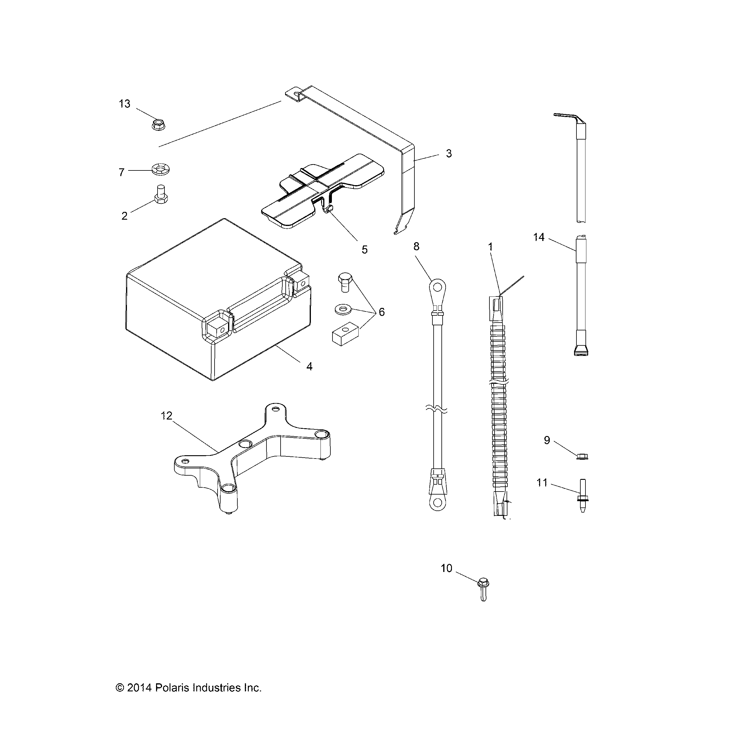An Image of a Genuine Polaris Parts Schematic Diagram showing the schematic - ELECTRICAL: BATTERY - 2017 POLARIS SPORTSMAN TOURING 1000