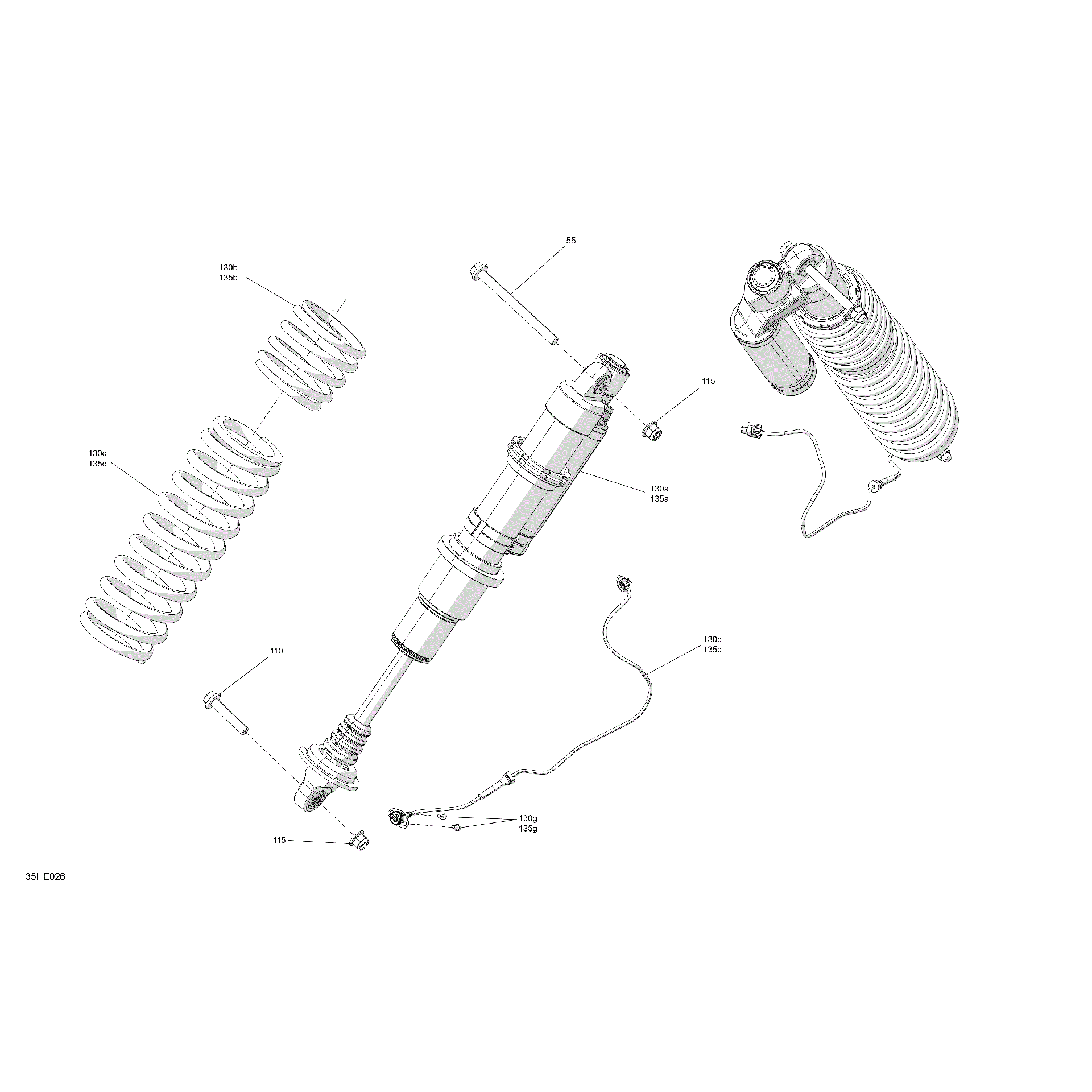 An Image of a Genuine Can-Am Parts Schematic Diagram showing the schematic - SUSPENSION - FRONT SHOCKS