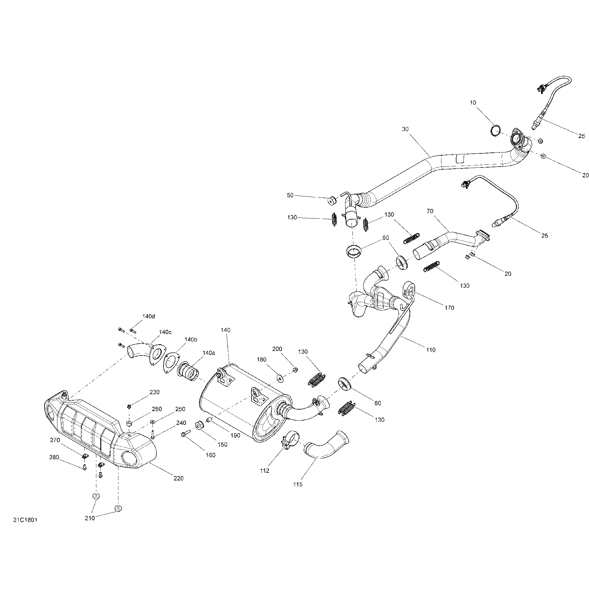 An Image of a Genuine Can-Am Parts Schematic Diagram showing the schematic - EXHAUST COMMANDER
