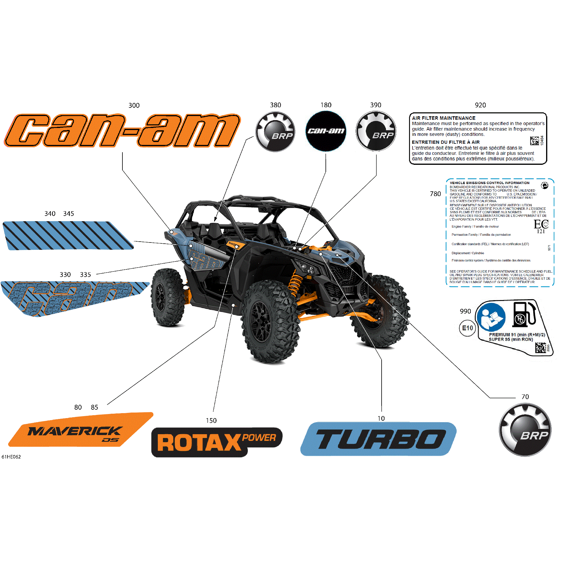 An Image of a Genuine Can-Am Parts Schematic Diagram showing the schematic - BODY - DECALS