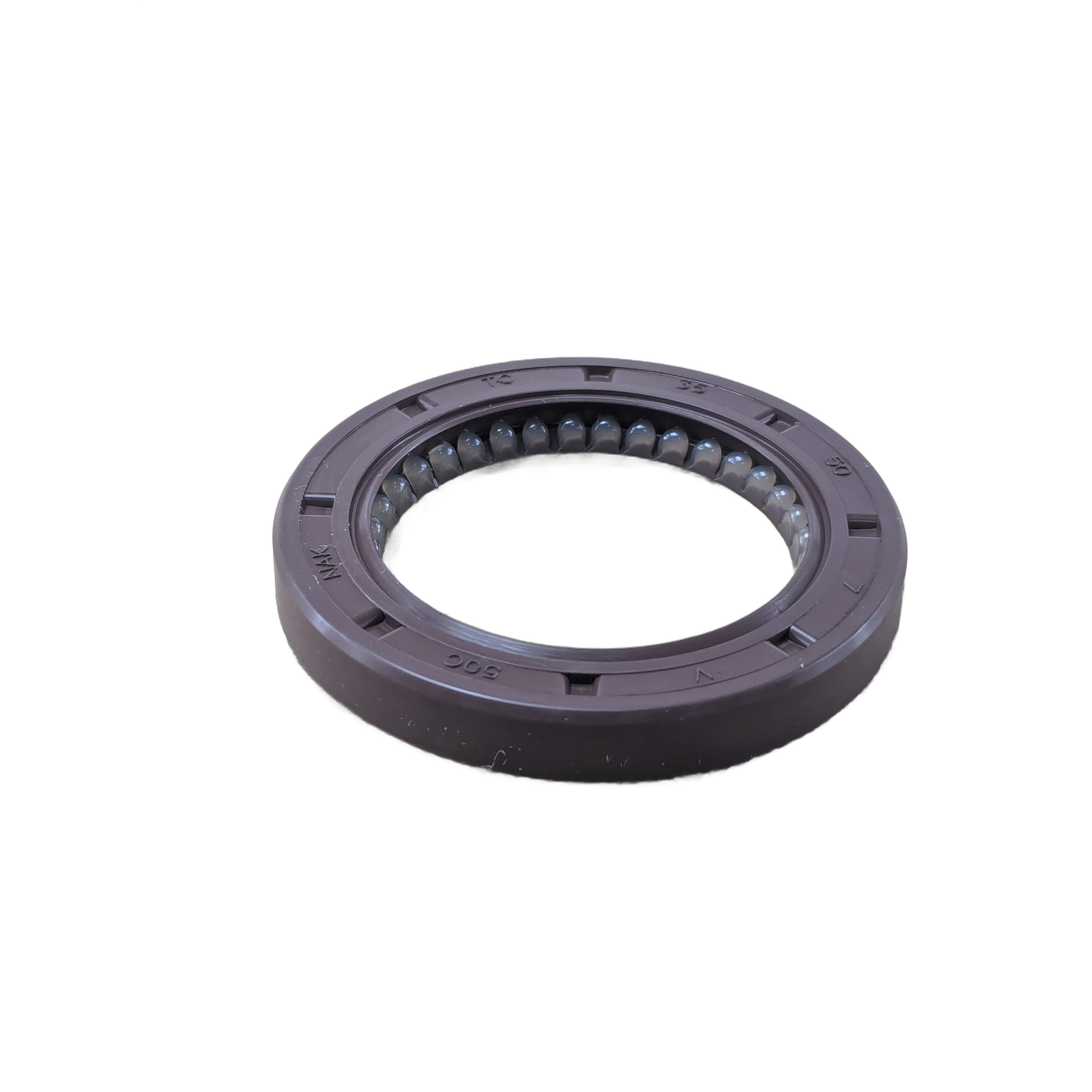 A circular Oil Seal 35X50X7 by CFMOTO with a dark outer ring and visible metal balls, resting on a white surface—ideal as OEM part 0800-062204 for your CFMOTO UTV.