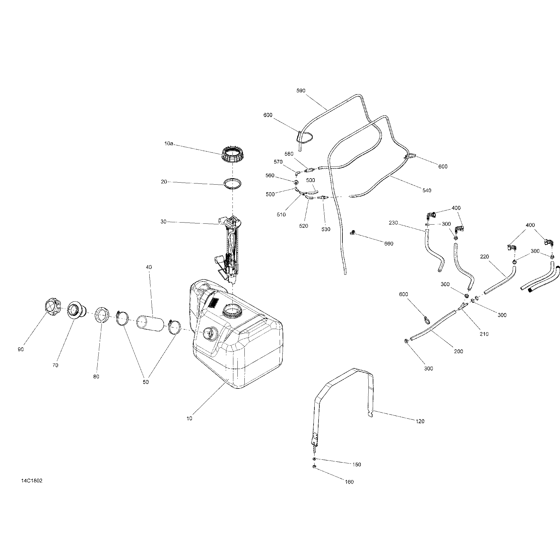 An Image of a Genuine Can-Am Parts Schematic Diagram showing the schematic - FUEL DEFENDER HD5