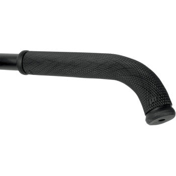 Black 8-inch textured rubber grip with rounded end cap and ergonomic curve.