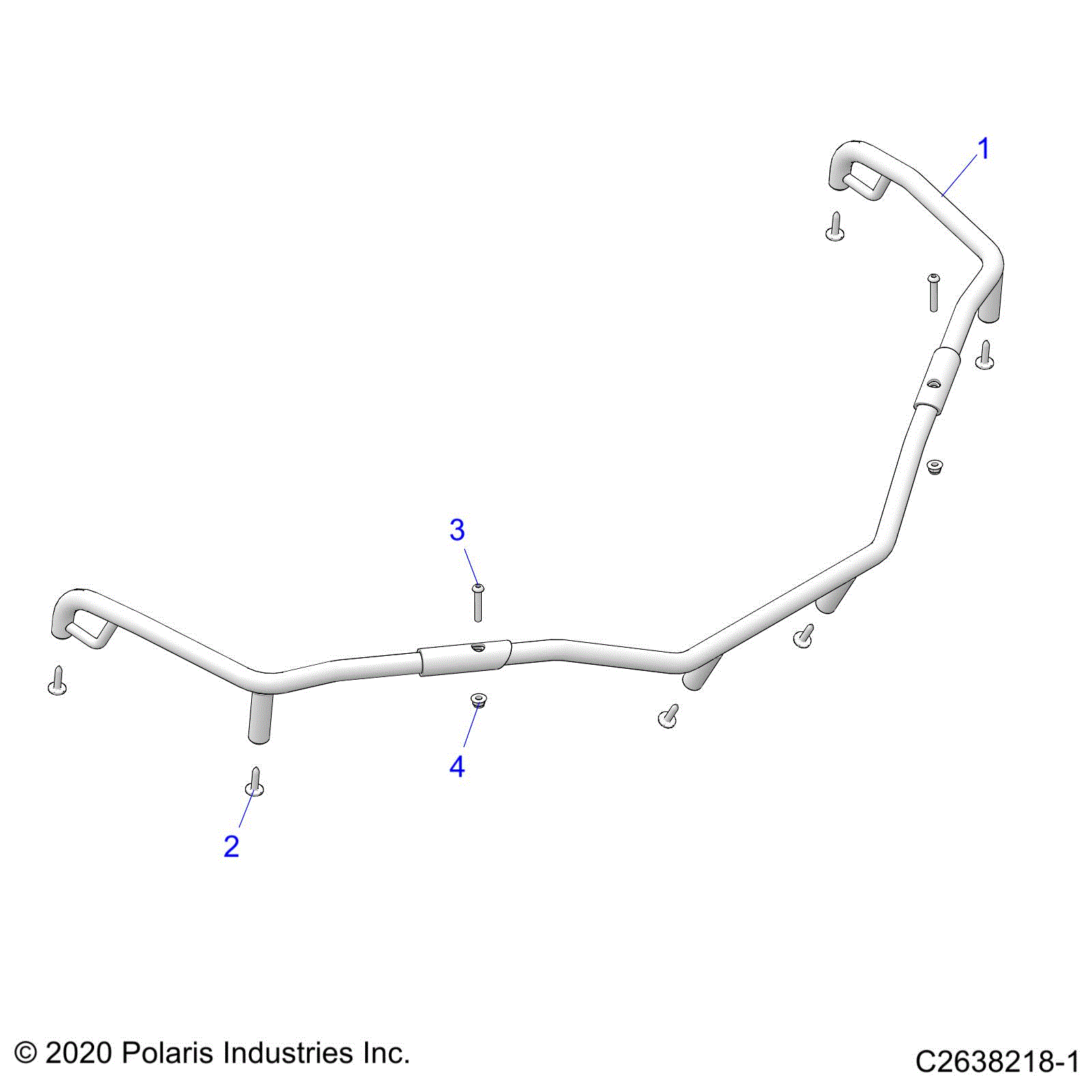 An Image of a Genuine Polaris Parts Schematic Diagram showing the schematic - BODY: FRONT RACK EXTENDERS - 2022 POLARIS SPORTSMAN 450 HO EPS