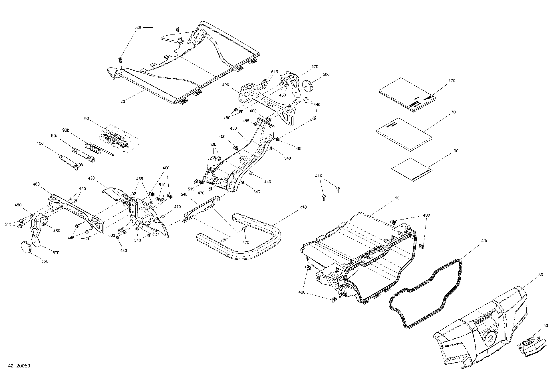 An Image of a Genuine Can-Am Parts Schematic Diagram showing the schematic - FRONT STORAGE COMPARTMENT