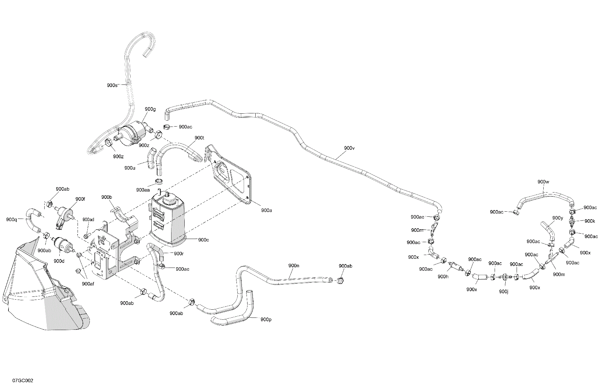 An Image of a Genuine Can-Am Parts Schematic Diagram showing the schematic - ENGINE - CANISTER CHARCOAL ASSEMBLY