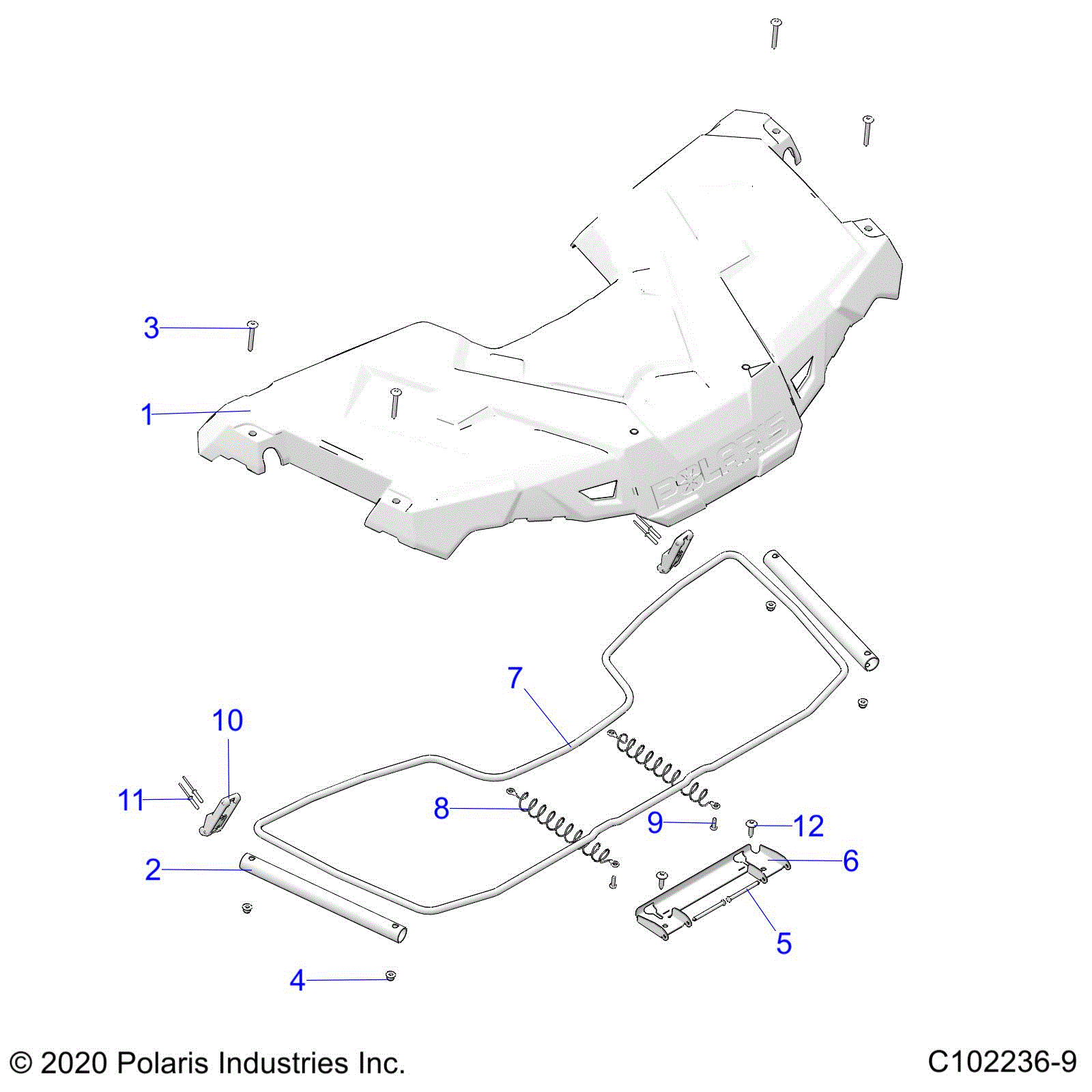 An Image of a Genuine Polaris Parts Schematic Diagram showing the schematic - BODY: STORAGE FRONT - 2022 POLARIS SPORTSMAN 570 6X6