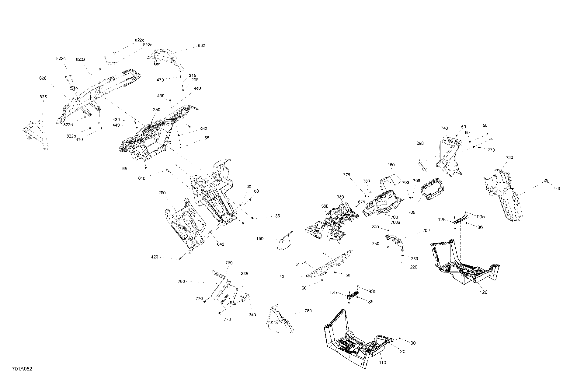 An Image of a Genuine Can-Am Parts Schematic Diagram showing the schematic - BODY - FRONT SECTION