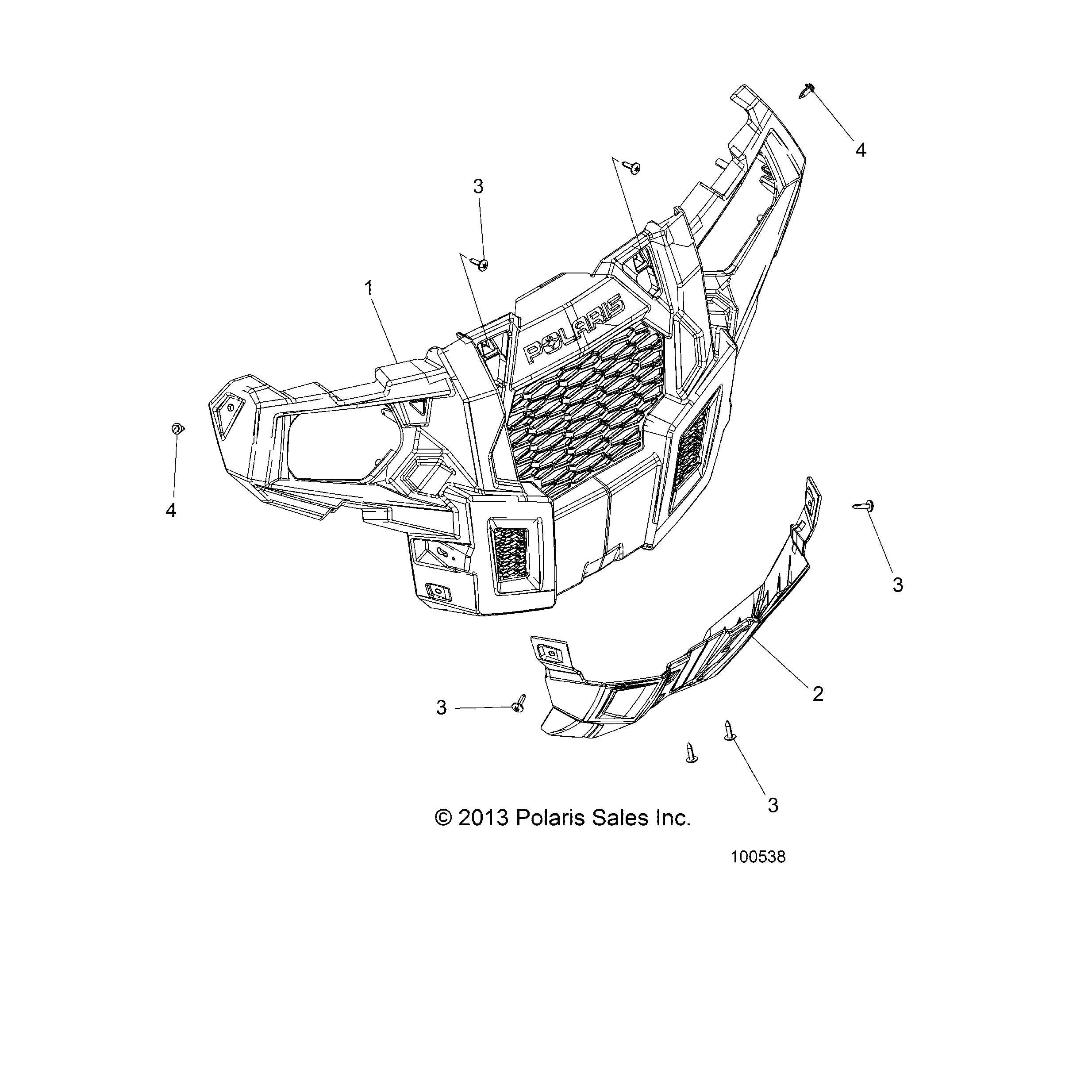 An Image of a Genuine Polaris Parts Schematic Diagram showing the schematic - BODY: BUMPER FRONT - 2017 POLARIS ACE 570 EFI