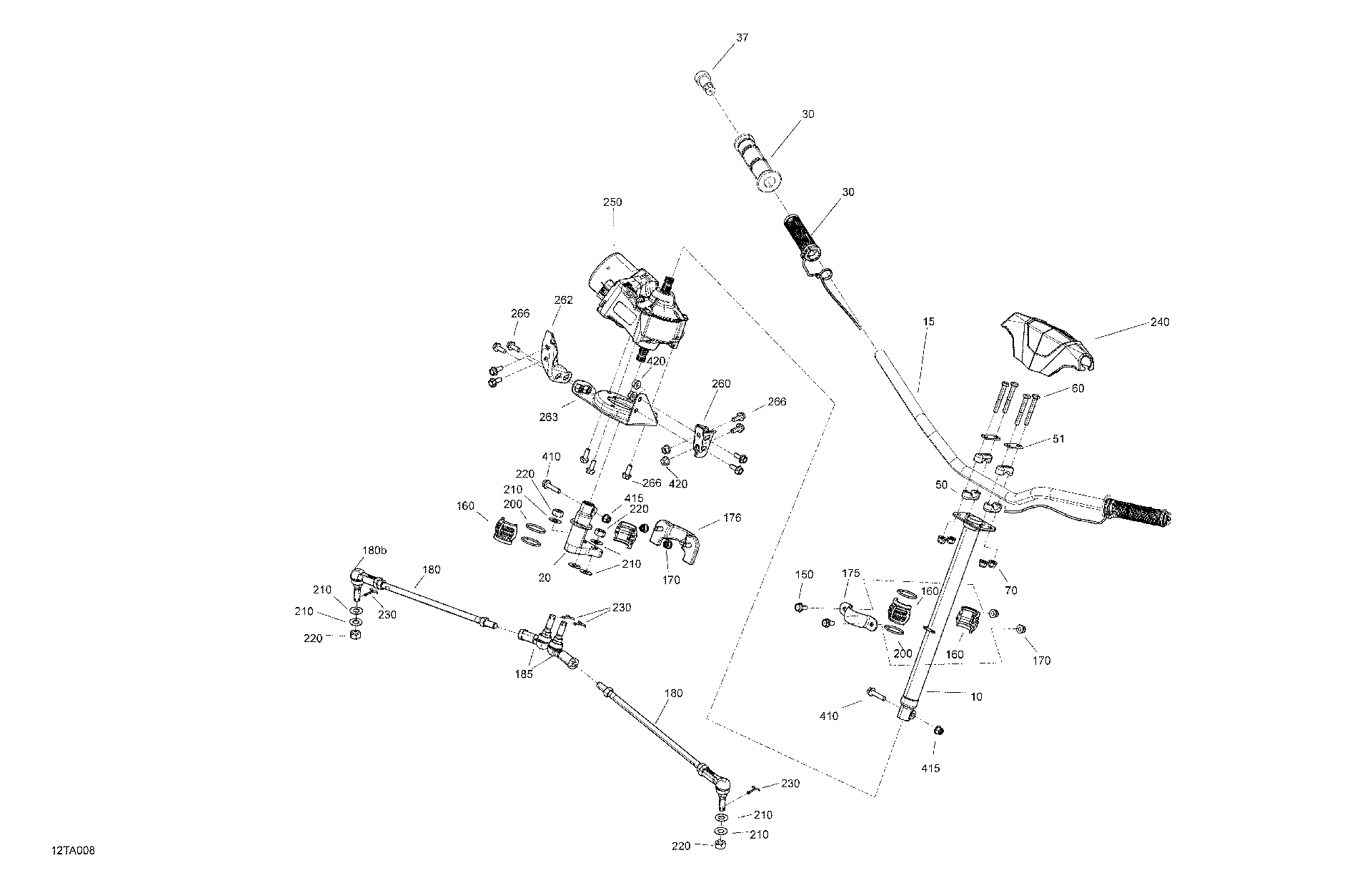 An Image of a Genuine Can-Am Parts Schematic Diagram showing the schematic - MECHANIC - STEERING