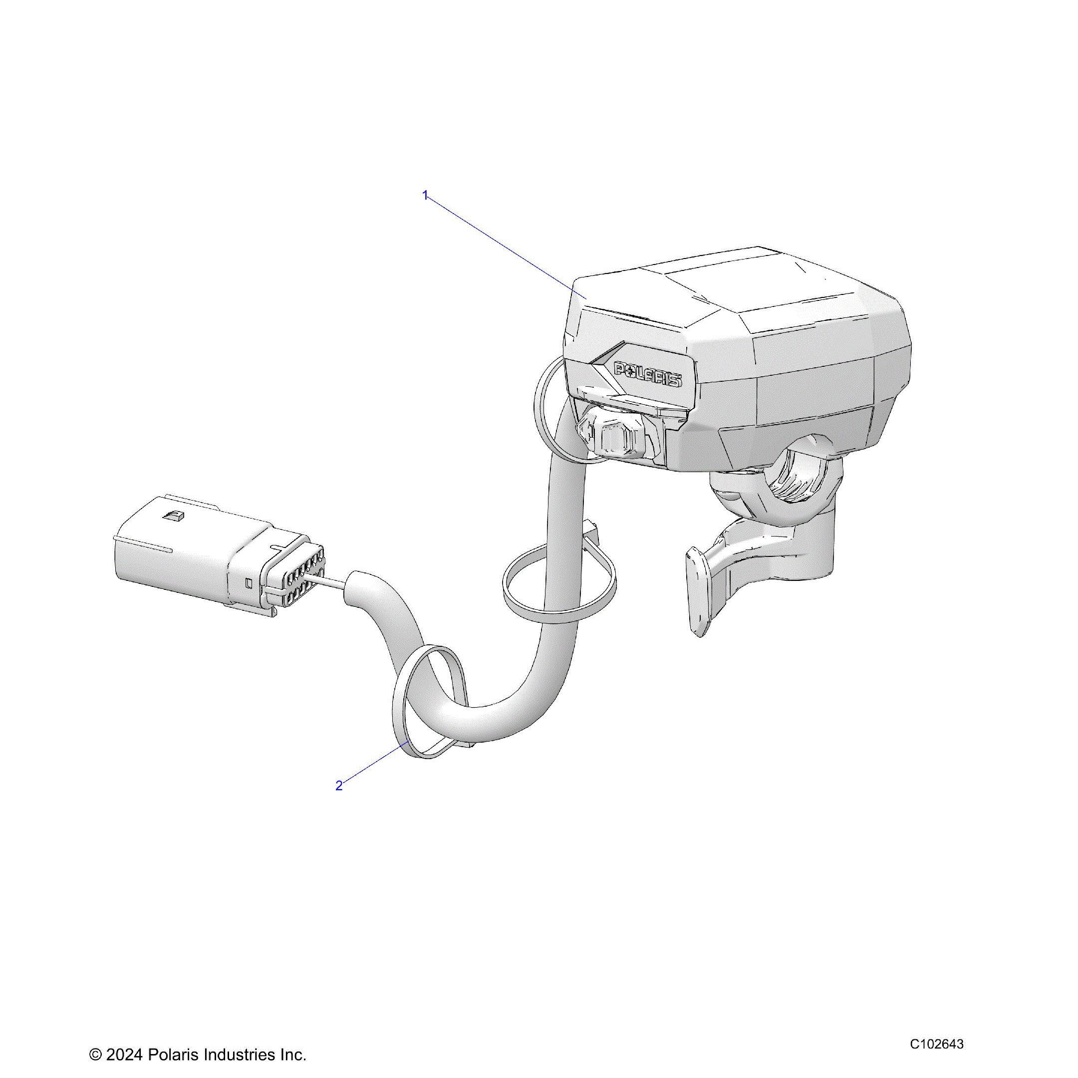 An Image of a Genuine Polaris Parts Schematic Diagram showing the schematic - STEERING: CONTROLS THROTTLE ASM. and CABLE - 2026 POLARIS SPORTSMAN 570 6X6 EPS 49S