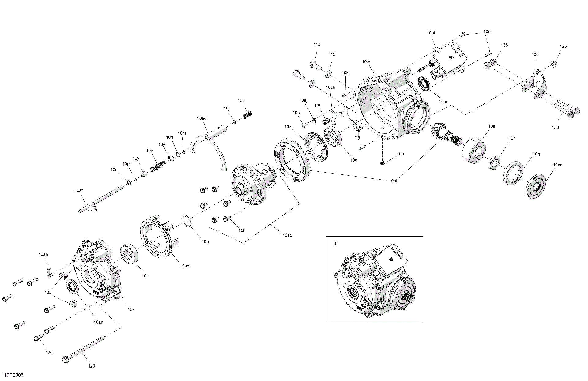 An Image of a Genuine Can-Am Parts Schematic Diagram showing the schematic - DRIVE - FRONT - DIFFERENTIAL PARTS
