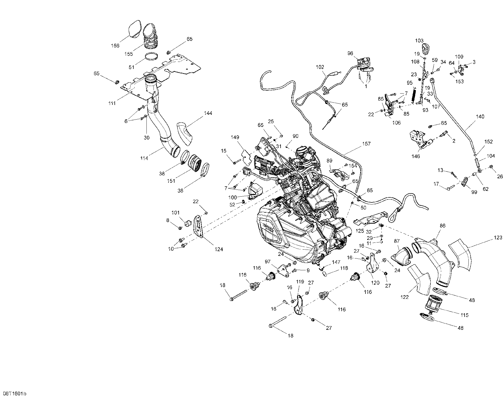 An Image of a Genuine Can-Am Parts Schematic Diagram showing the schematic - ENGINE AND ENGINE SUPPORT - 570 EFI