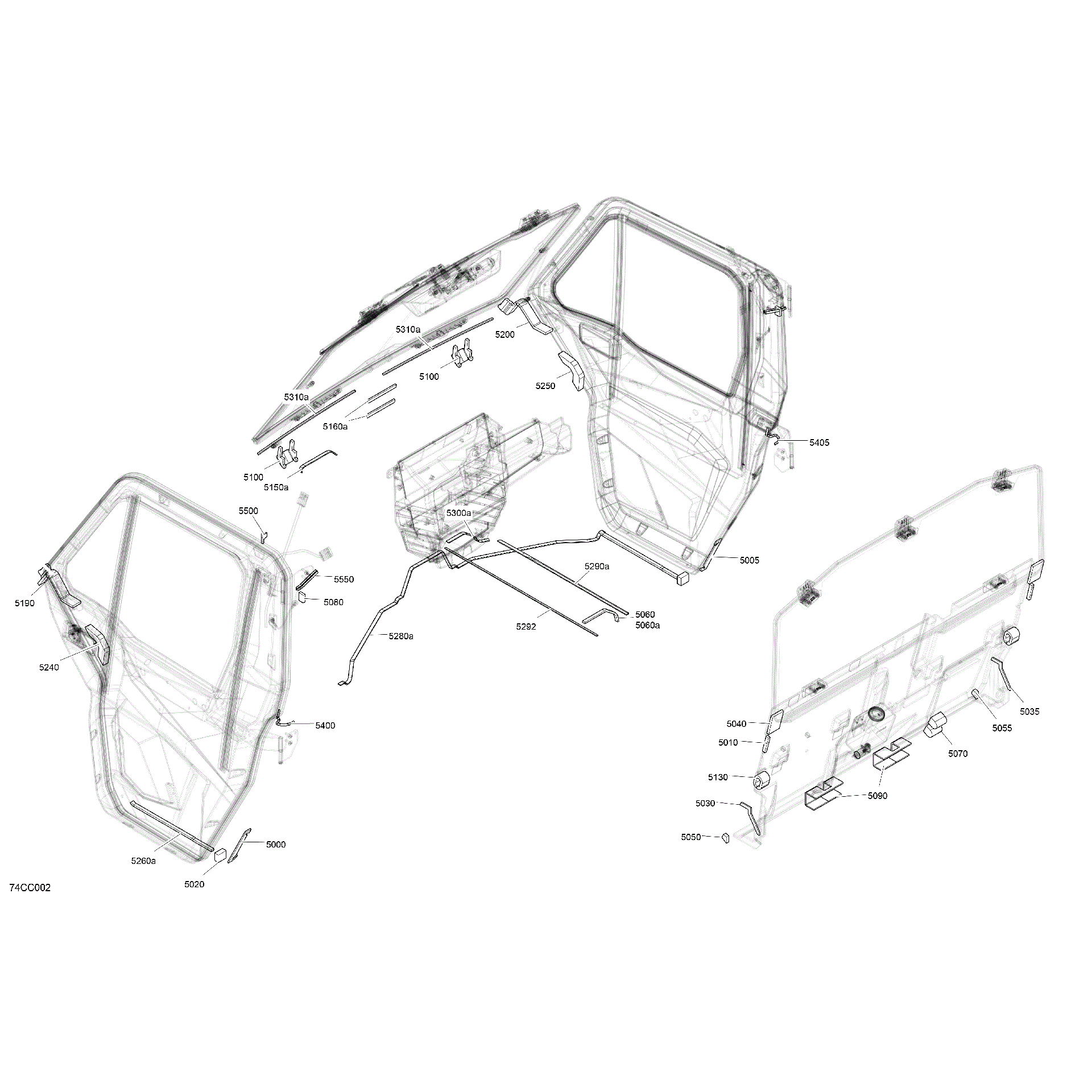 An Image of a Genuine Can-Am Parts Schematic Diagram showing the schematic - ENCLOSURE CAB - ISOLATIONS