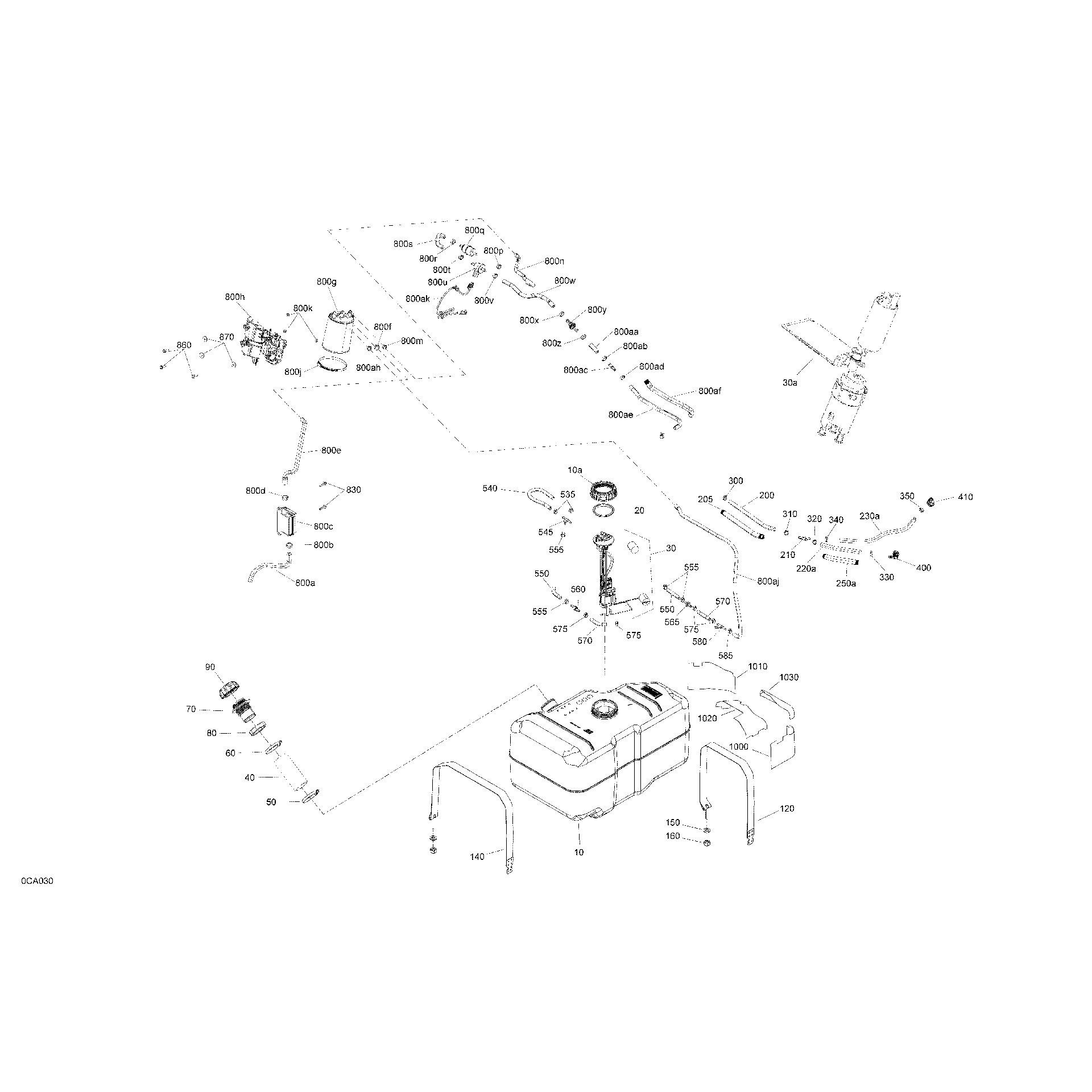 An Image of a Genuine Can-Am Parts Schematic Diagram showing the schematic - ENGINE - FUEL - EVAP SYSTEM
