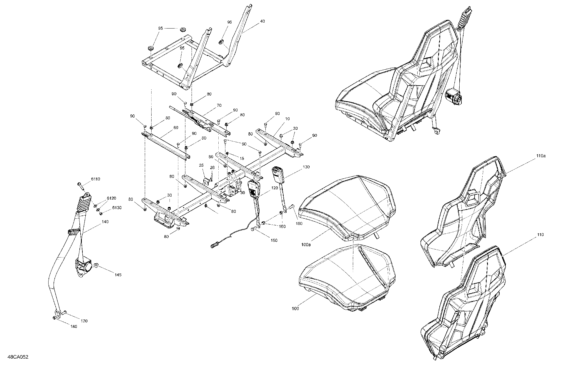 An Image of a Genuine Can-Am Parts Schematic Diagram showing the schematic - BODY - SEAT