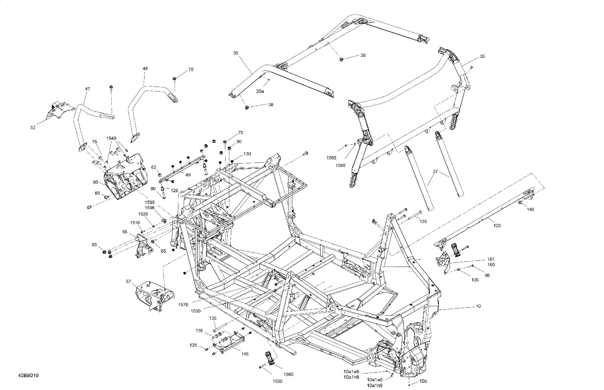 An Image of a Genuine Can-Am Parts Schematic Diagram showing the schematic - FRAME - SYSTEM
