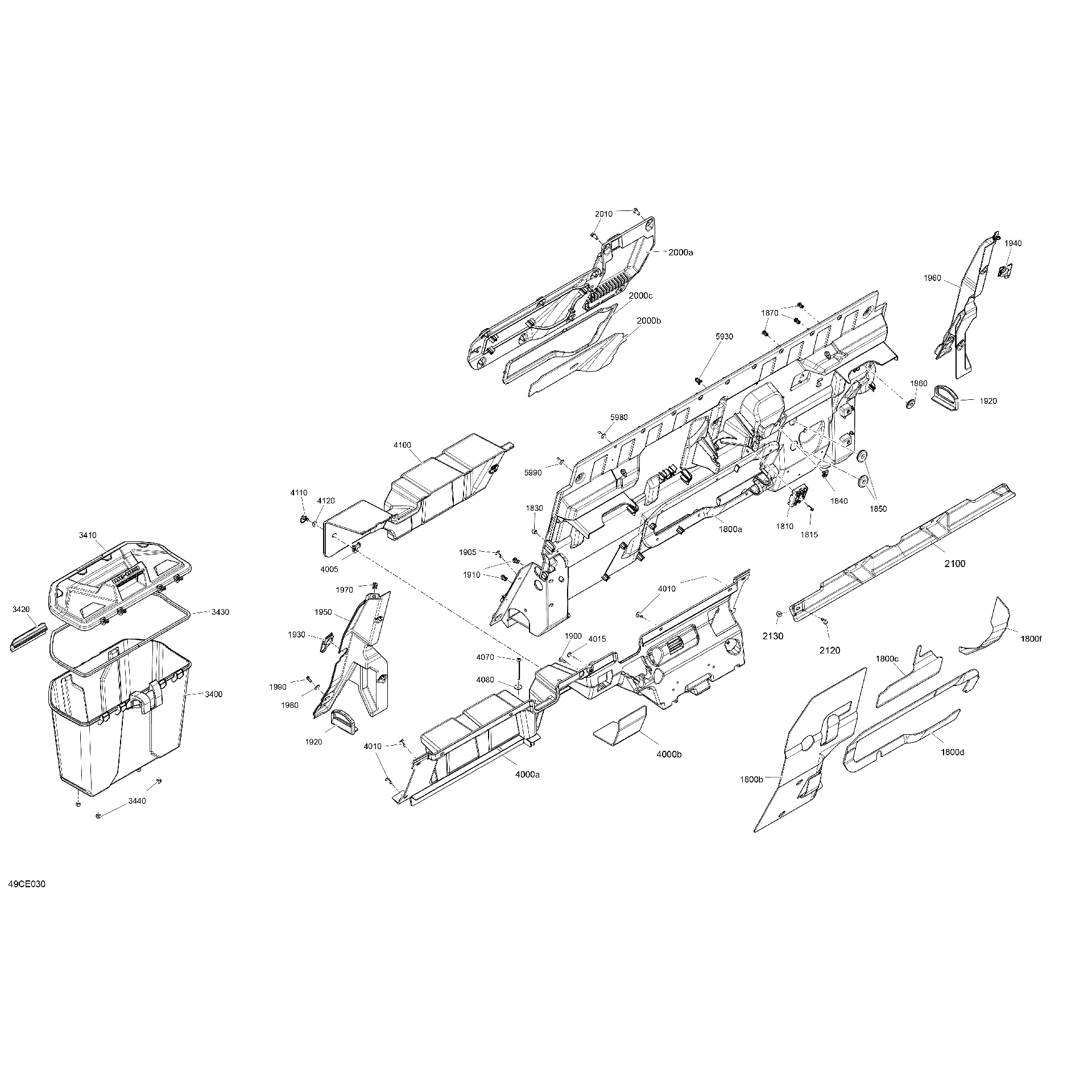 An Image of a Genuine Can-Am Parts Schematic Diagram showing the schematic - CAB INTERIOR - BACK WALL