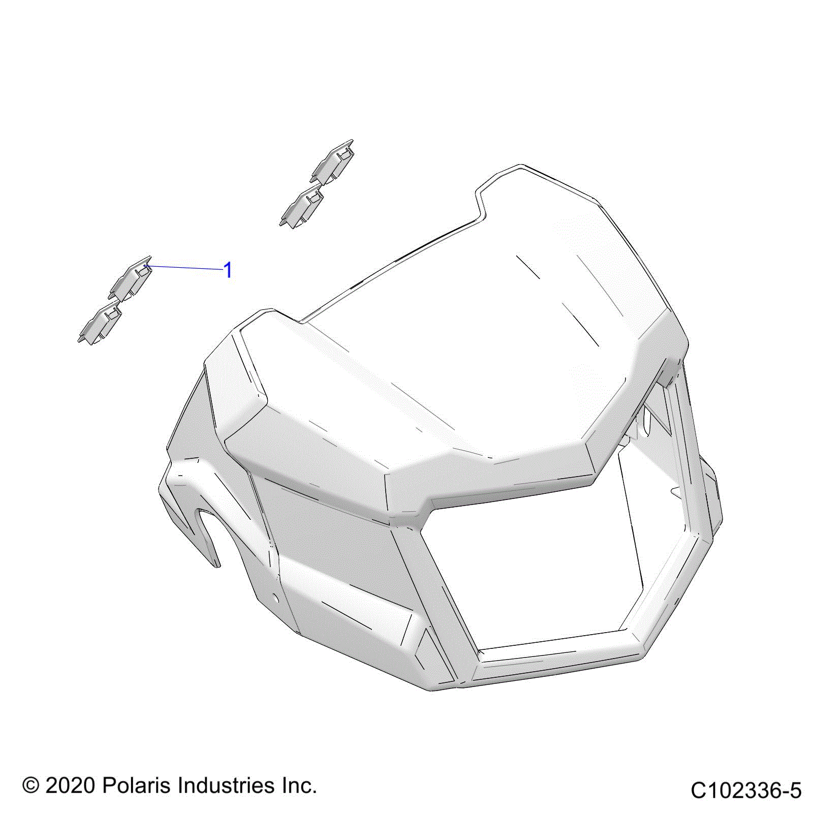 An Image of a Genuine Polaris Parts Schematic Diagram showing the schematic - BODY: HEADLIGHT POD PLUGS - 2023 POLARIS SPORTSMAN 850 EPS 48"