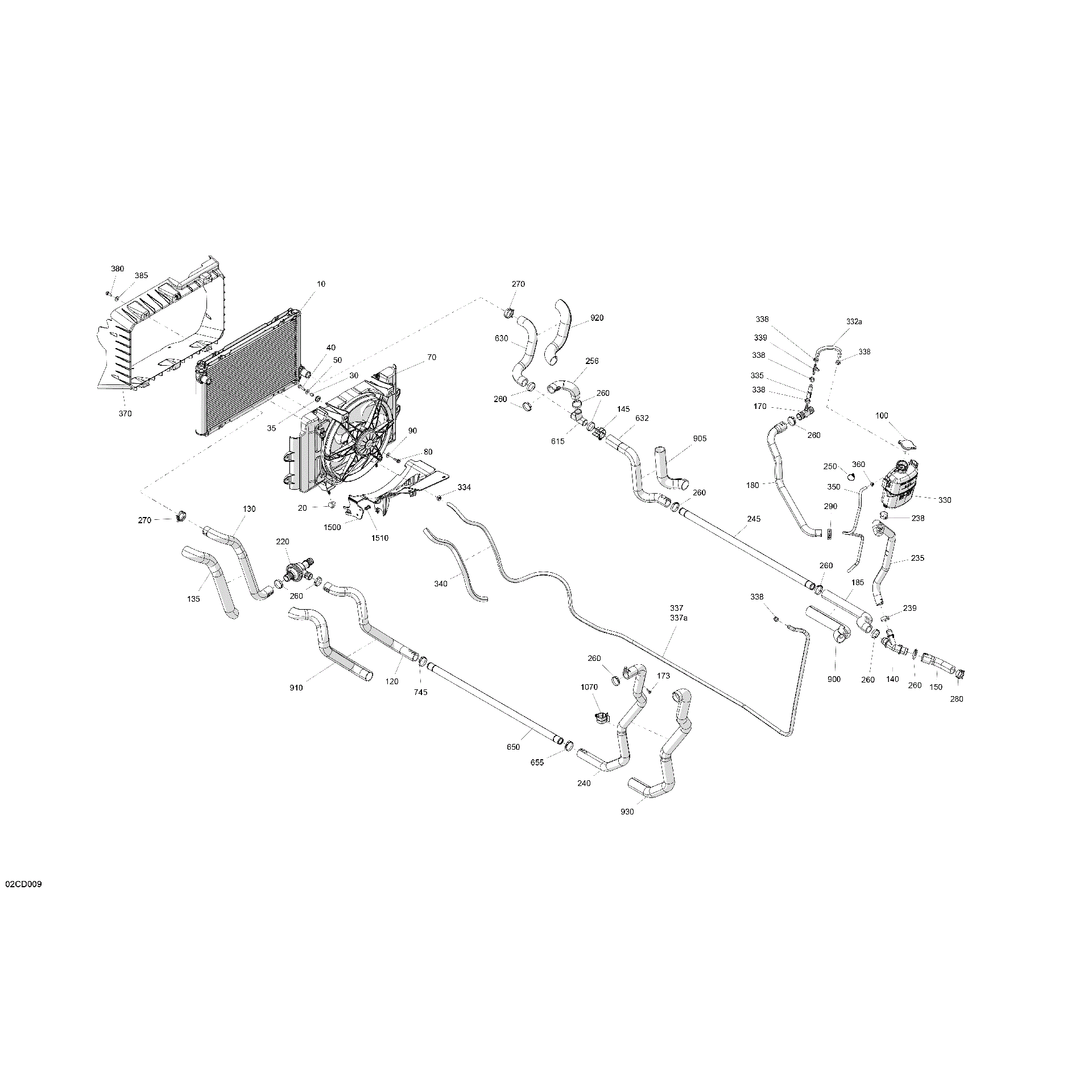 An Image of a Genuine Can-Am Parts Schematic Diagram showing the schematic - ENGINE - COOLING