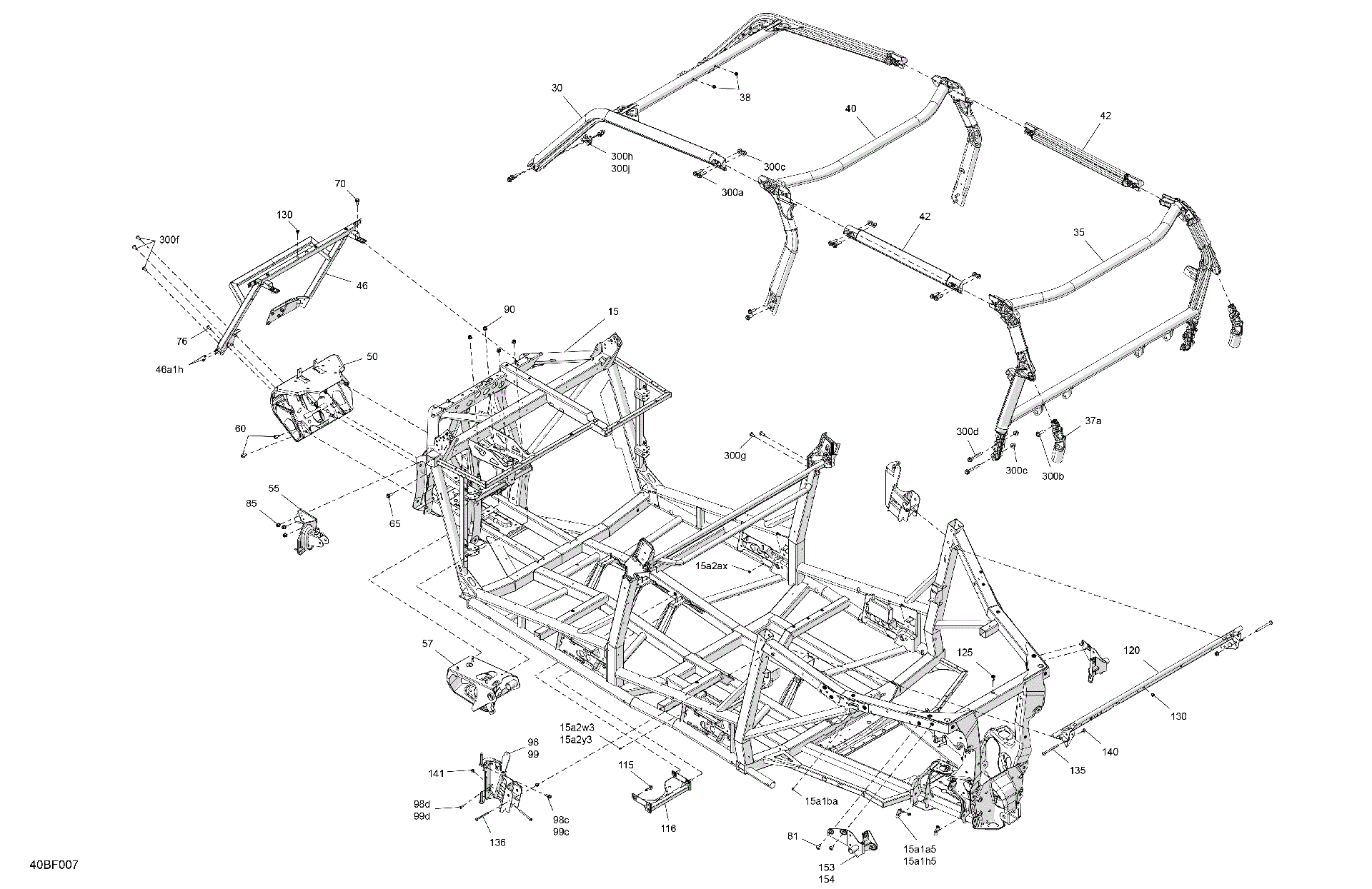 An Image of a Genuine Can-Am Parts Schematic Diagram showing the schematic - FRAME - SYSTEM