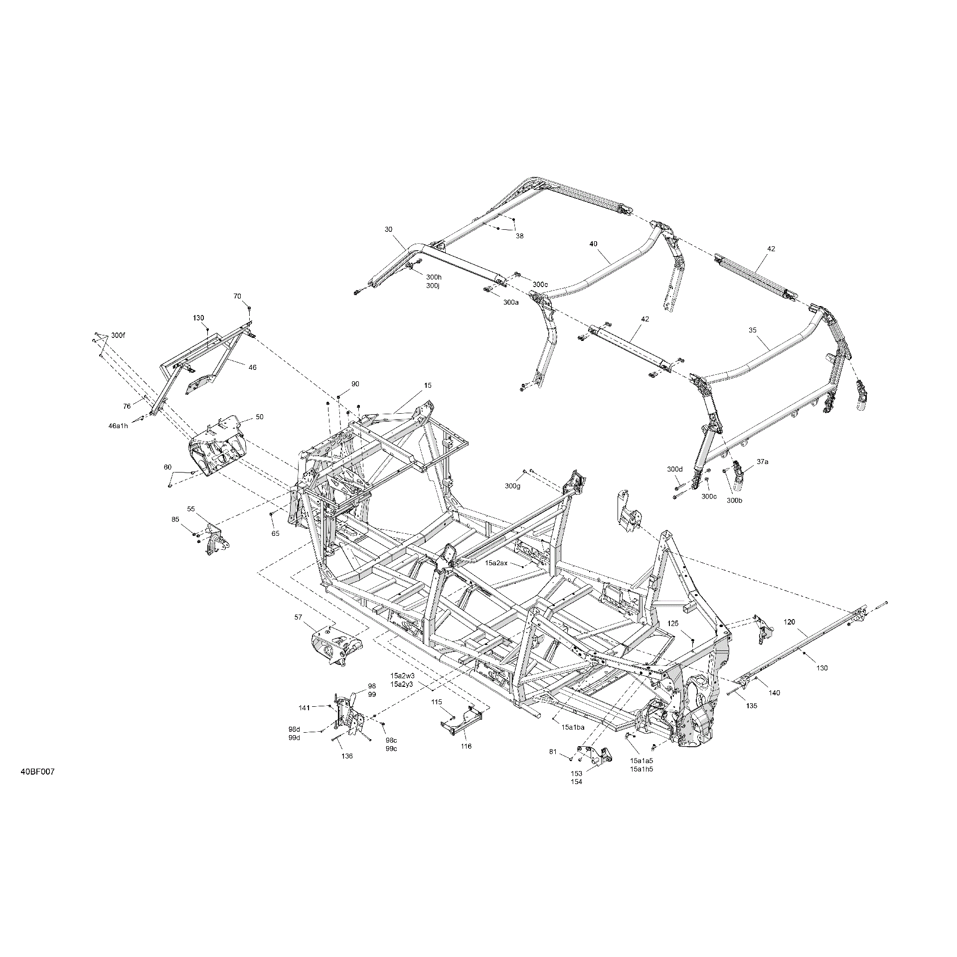 An Image of a Genuine Can-Am Parts Schematic Diagram showing the schematic - FRAME - SYSTEM