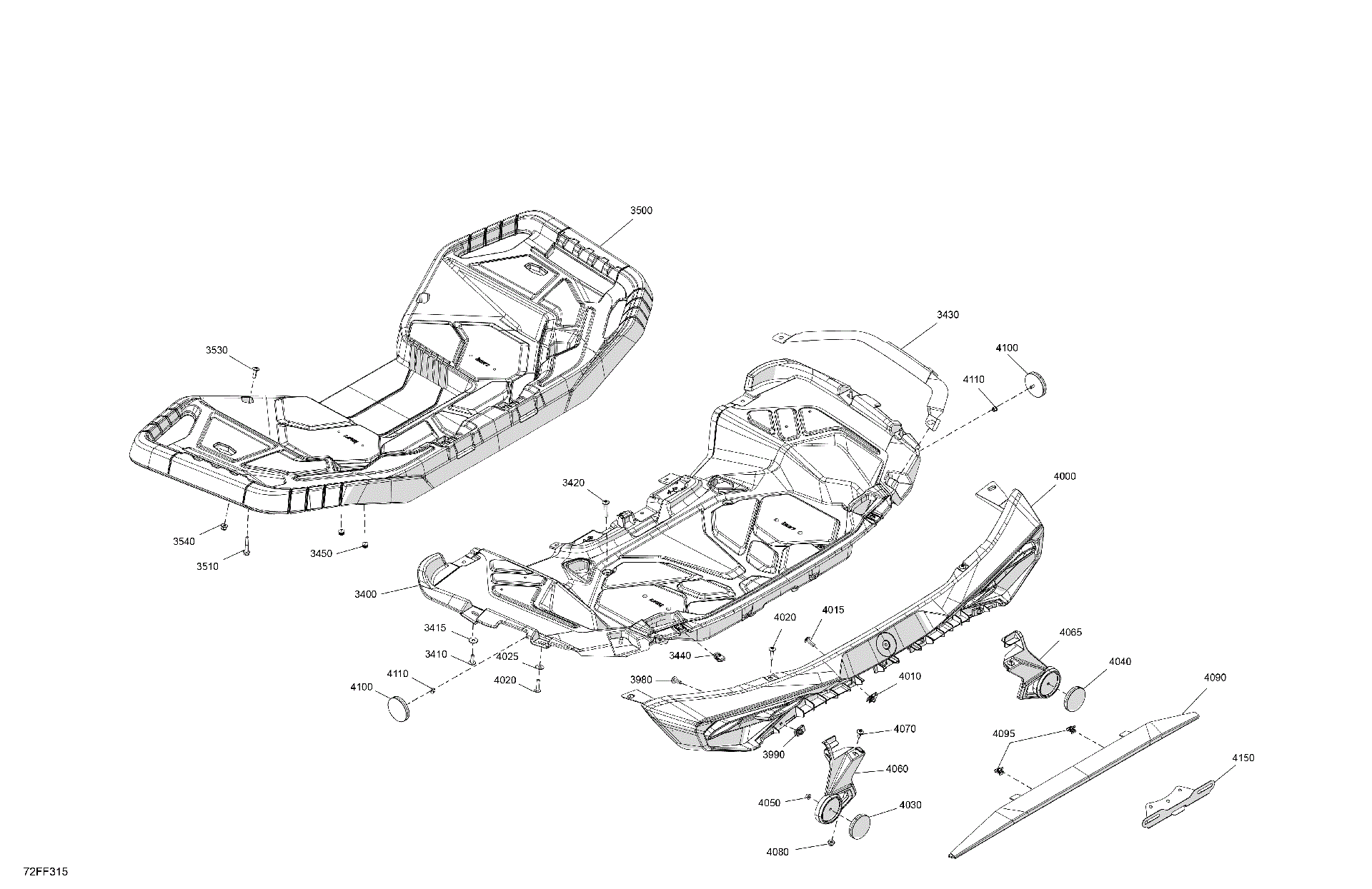 An Image of a Genuine Can-Am Parts Schematic Diagram showing the schematic - BODY - REAR SECTION