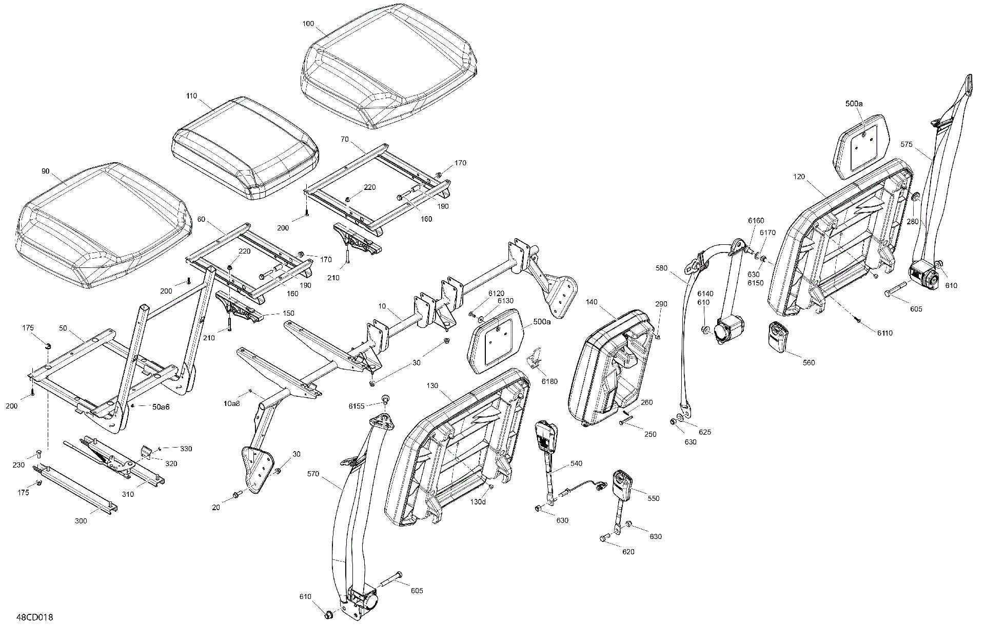 An Image of a Genuine Can-Am Parts Schematic Diagram showing the schematic - BODY - SEAT