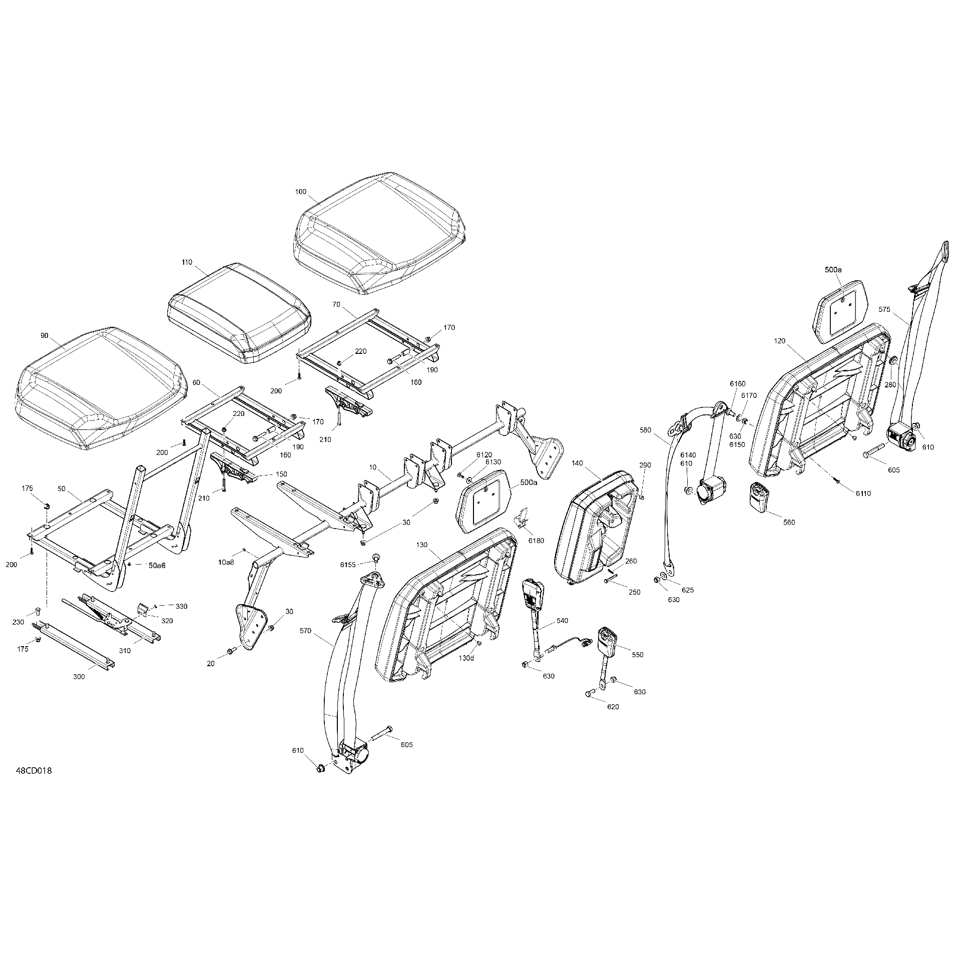 An Image of a Genuine Can-Am Parts Schematic Diagram showing the schematic - BODY - SEAT