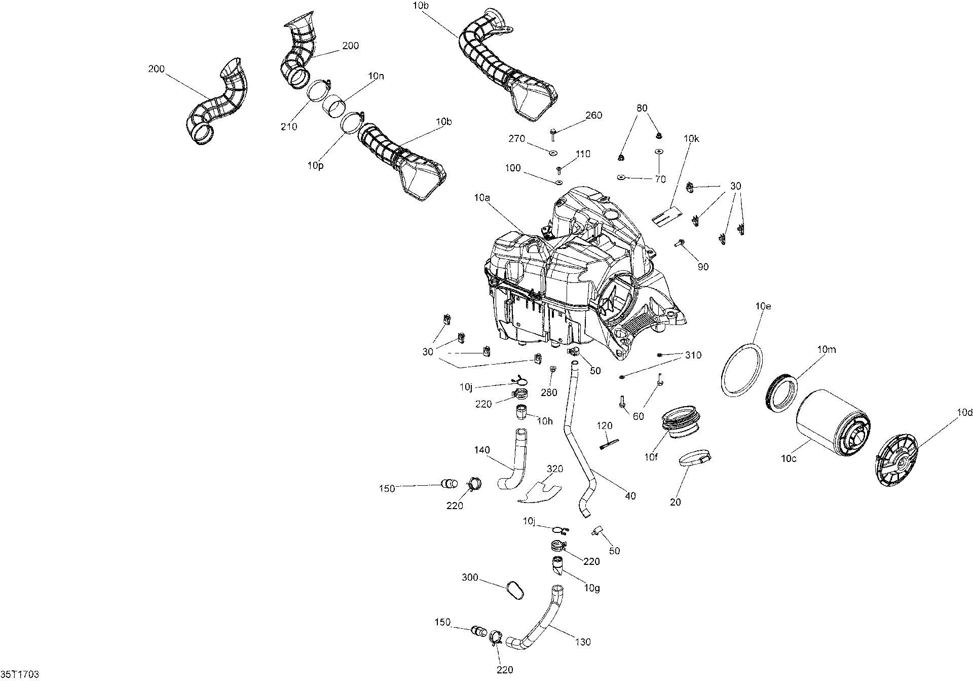 An Image of a Genuine Can-Am Parts Schematic Diagram showing the schematic - AIR INTAKE SILENCER - ALL MODELS