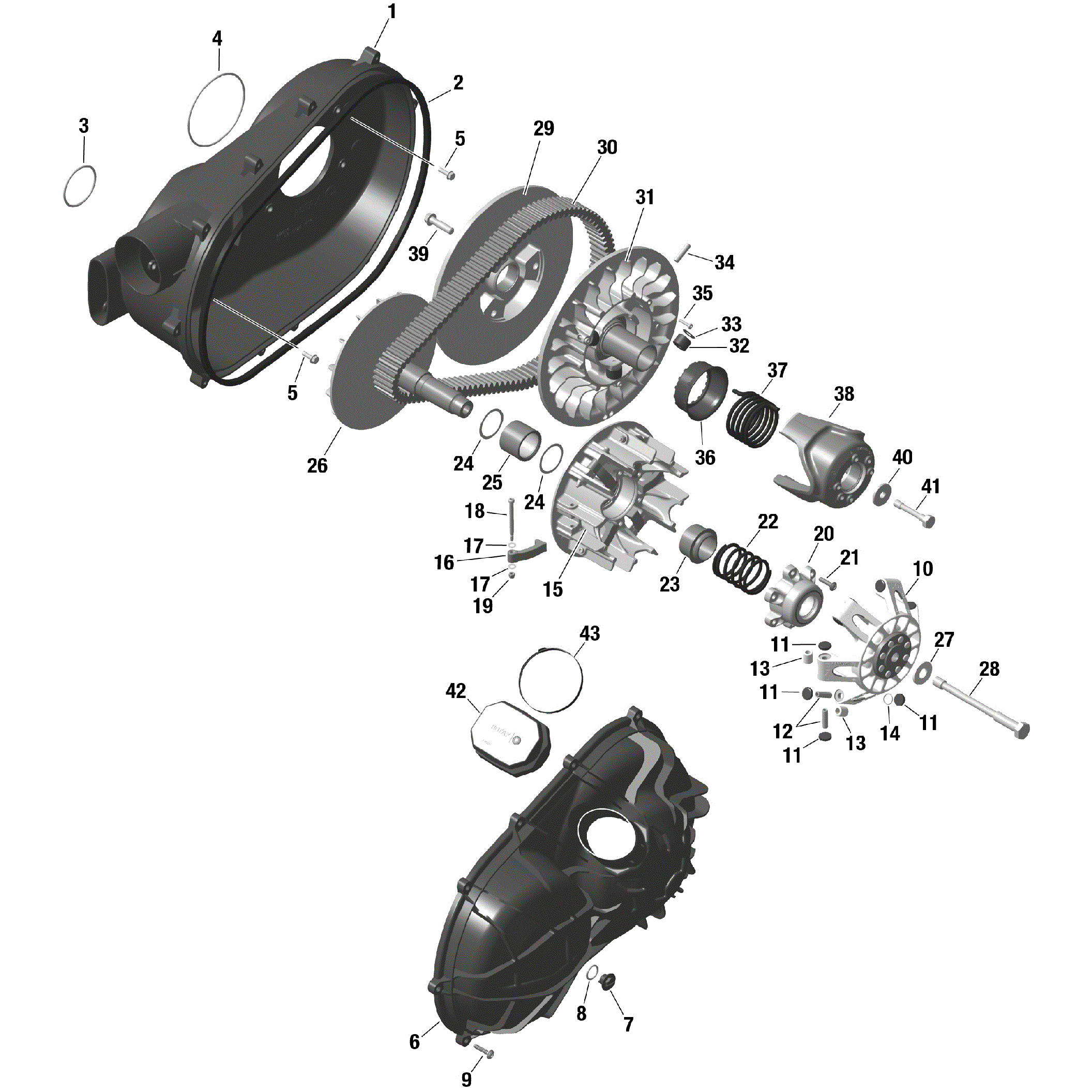 An Image of a Genuine Can-Am Parts Schematic Diagram showing the schematic - ROTAX - CVT