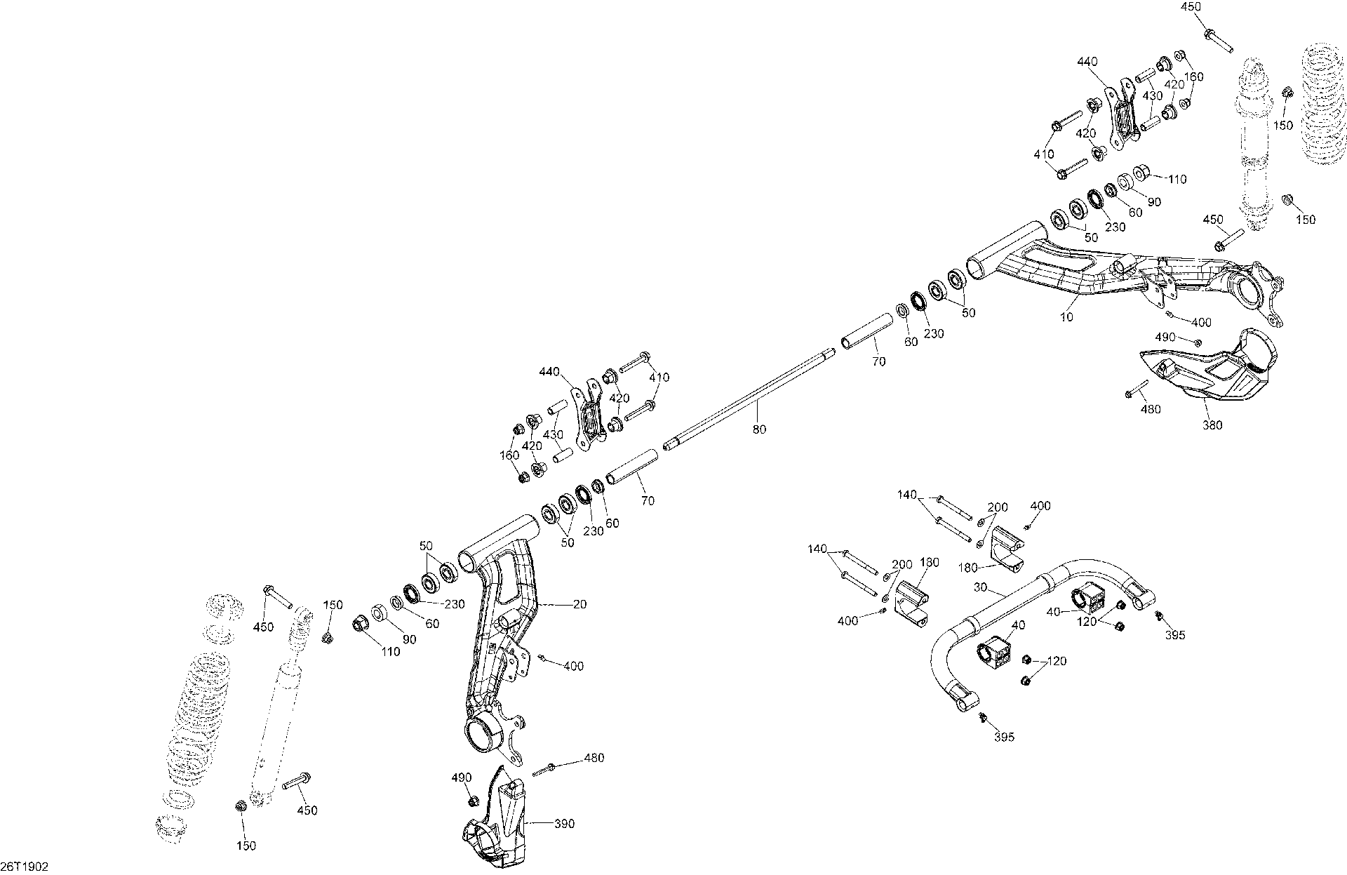 An Image of a Genuine Can-Am Parts Schematic Diagram showing the schematic - REAR SUSPENSION