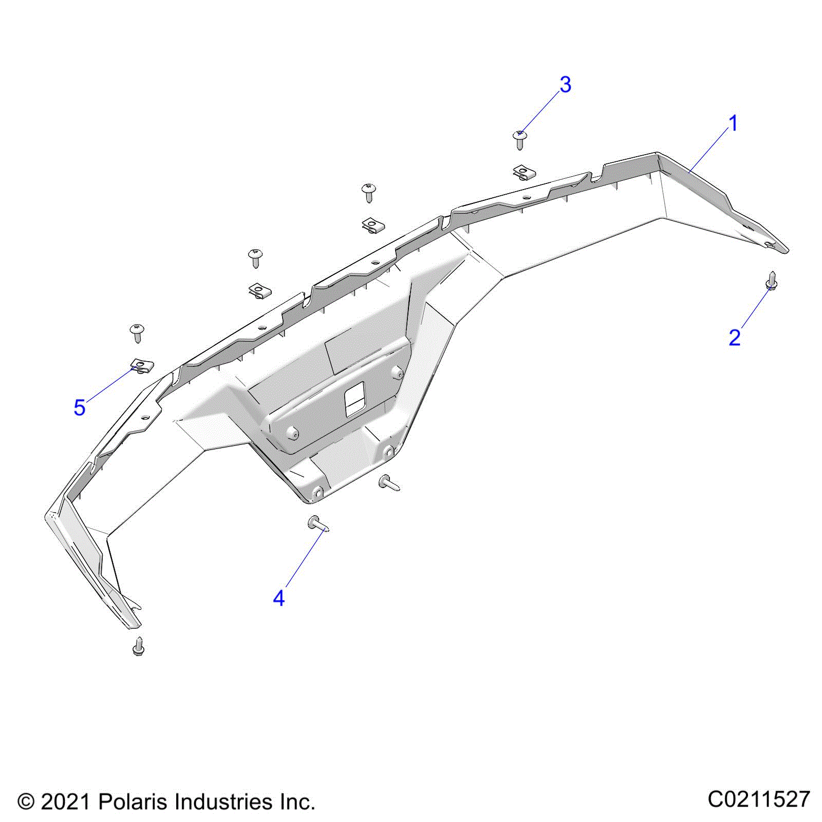 An Image of a Genuine Polaris Parts Schematic Diagram showing the schematic - BODY: REAR BUMPER - 2025 POLARIS SPORTSMAN 450 HO 50S