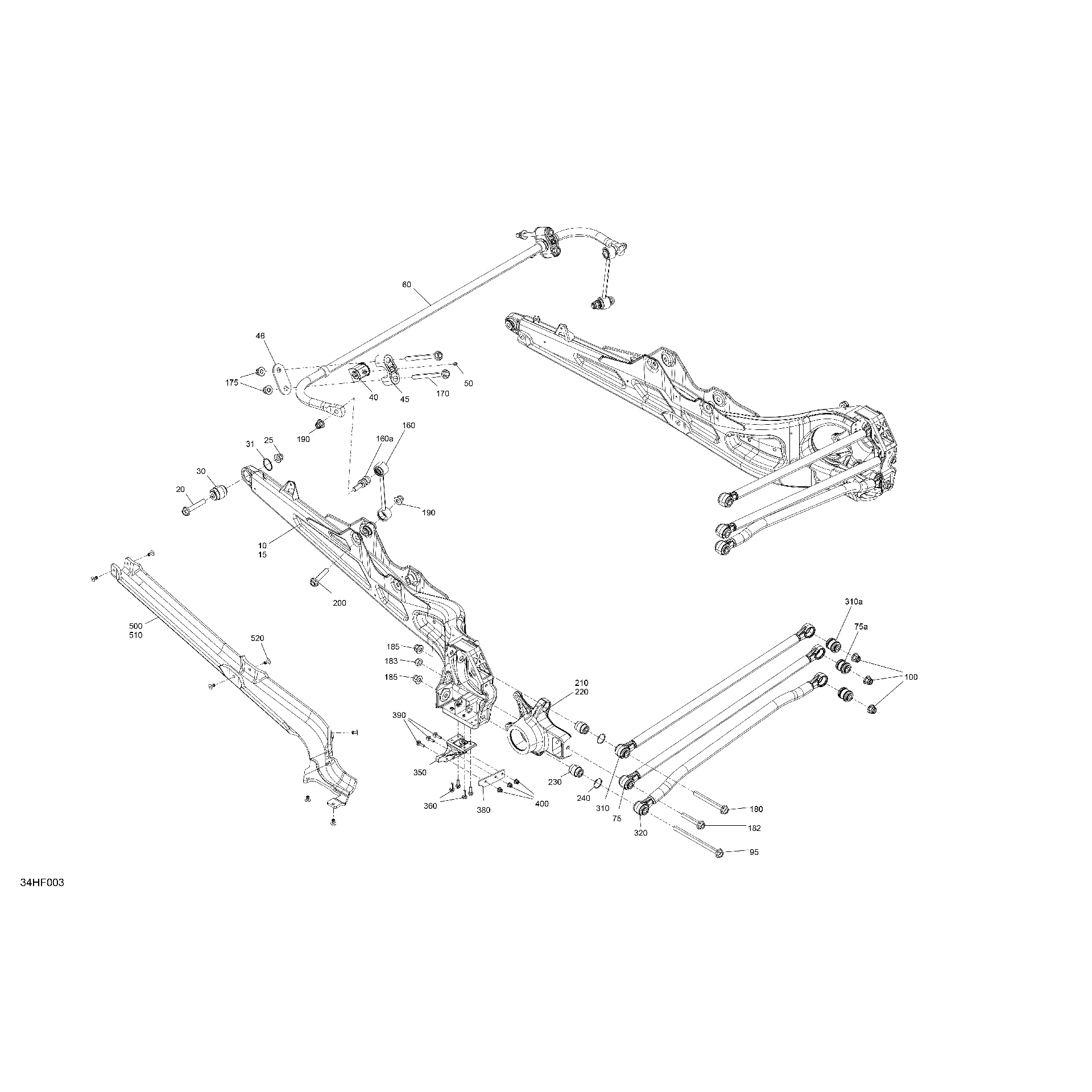 An Image of a Genuine Can-Am Parts Schematic Diagram showing the schematic - SUSPENSION - REAR COMPONENTS