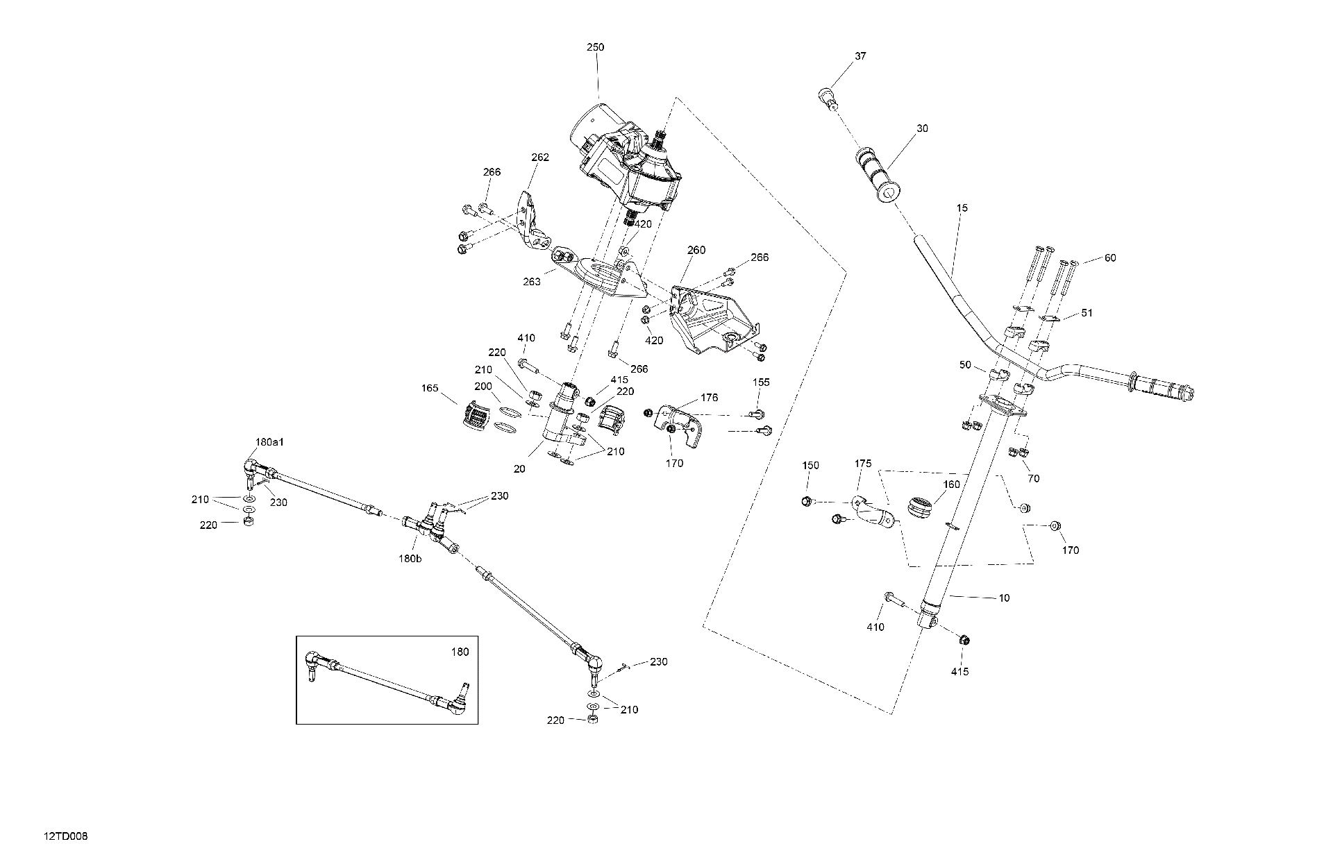 An Image of a Genuine Can-Am Parts Schematic Diagram showing the schematic - MECHANIC - STEERING