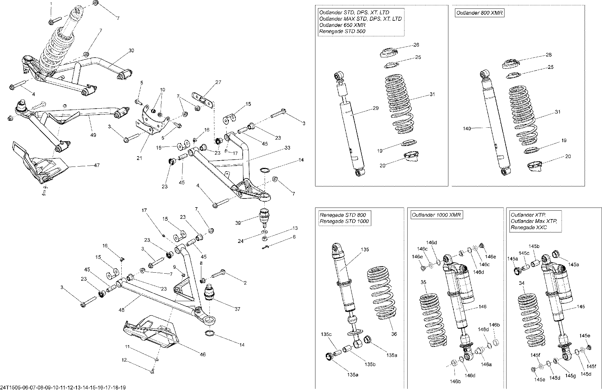 An Image of a Genuine Can-Am Parts Schematic Diagram showing the schematic - FRONT SUSPENSION _24T1513