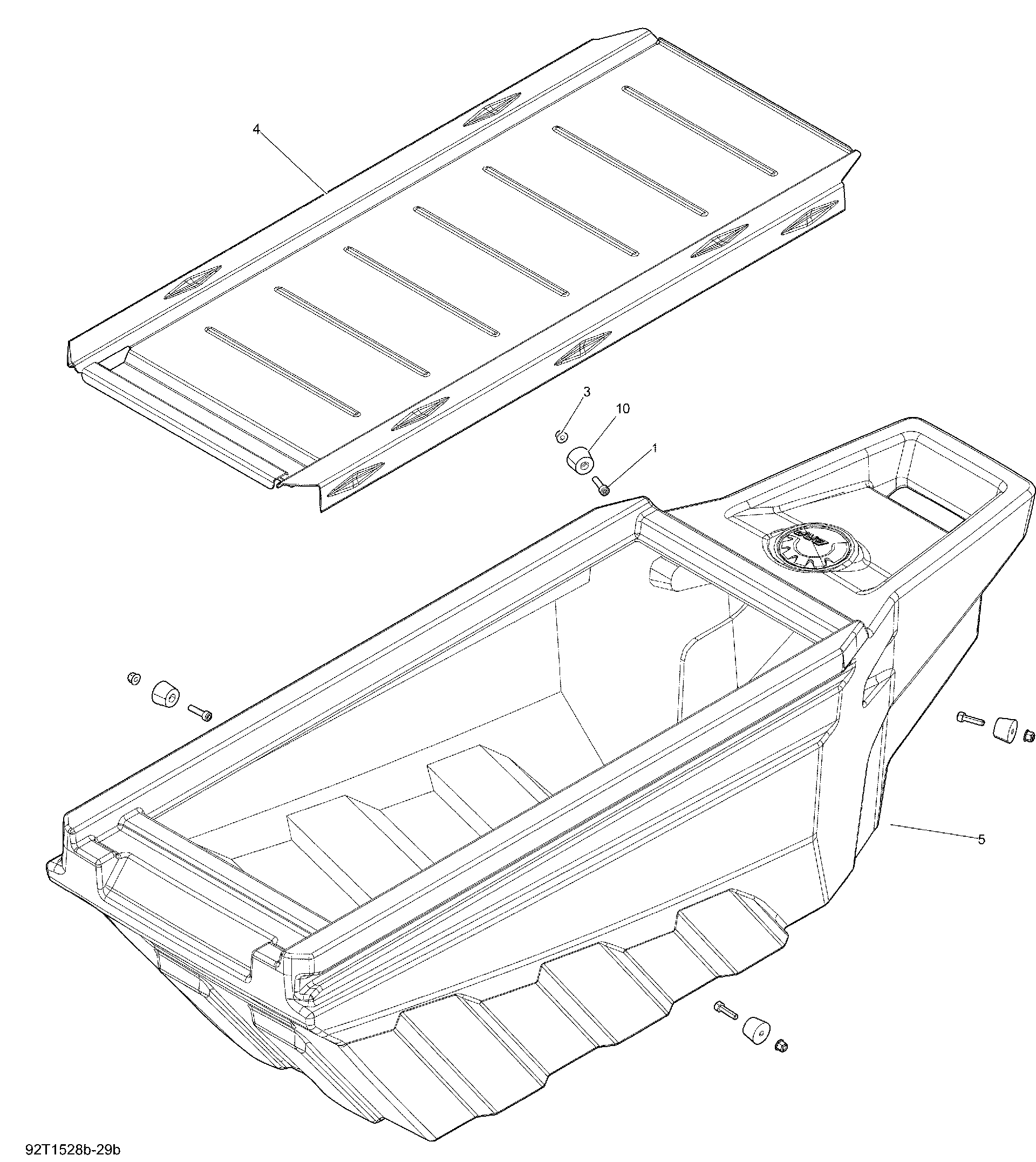 An Image of a Genuine Can-Am Parts Schematic Diagram showing the schematic - CARGO DRAWER BOX KIT_92T1528B