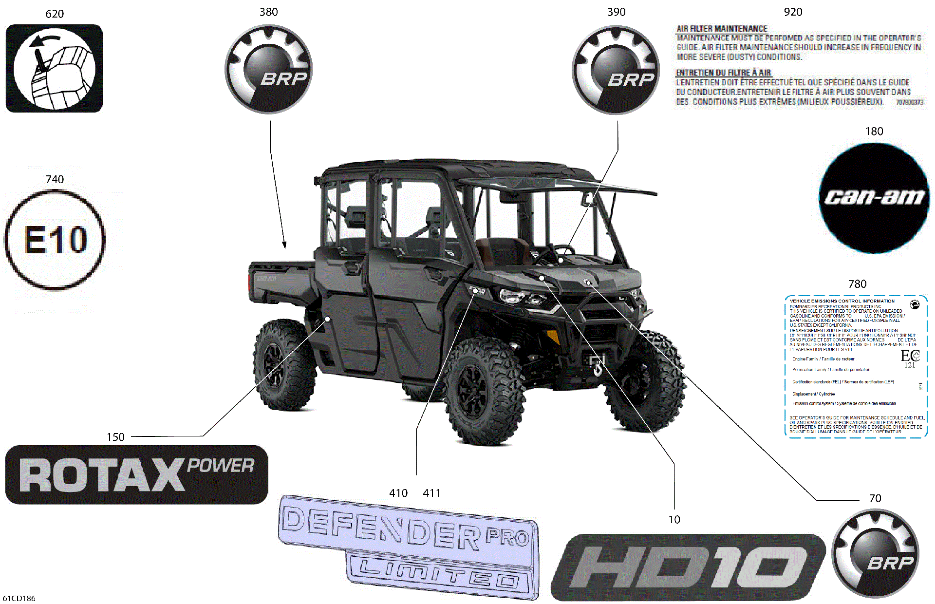 An Image of a Genuine Can-Am Parts Schematic Diagram showing the schematic - BODY - DECALS