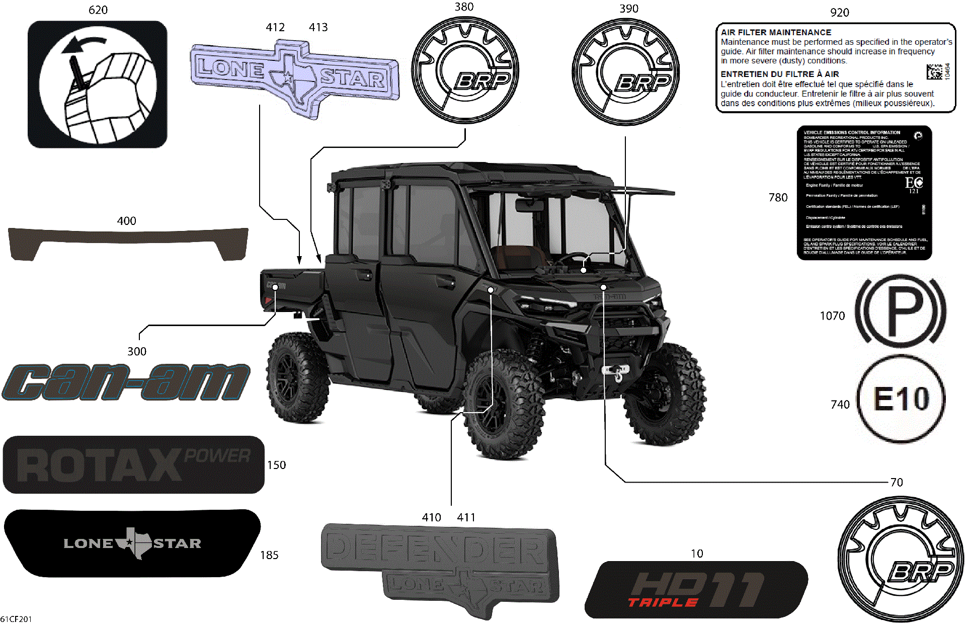 An Image of a Genuine Can-Am Parts Schematic Diagram showing the schematic - BODY - DECALS