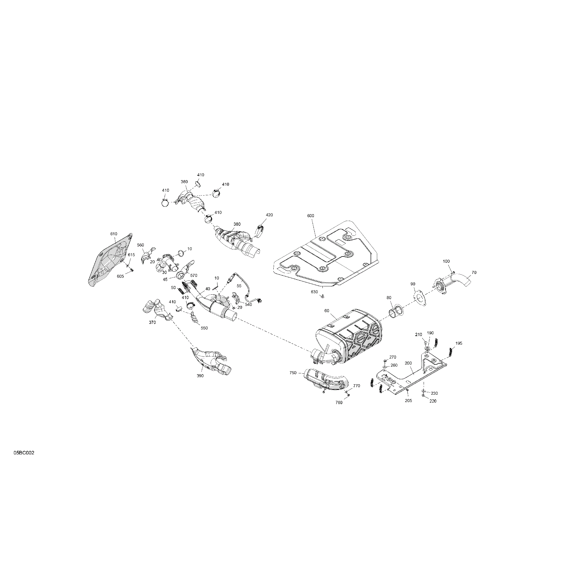 An Image of a Genuine Can-Am Parts Schematic Diagram showing the schematic - ENGINE - EXHAUST