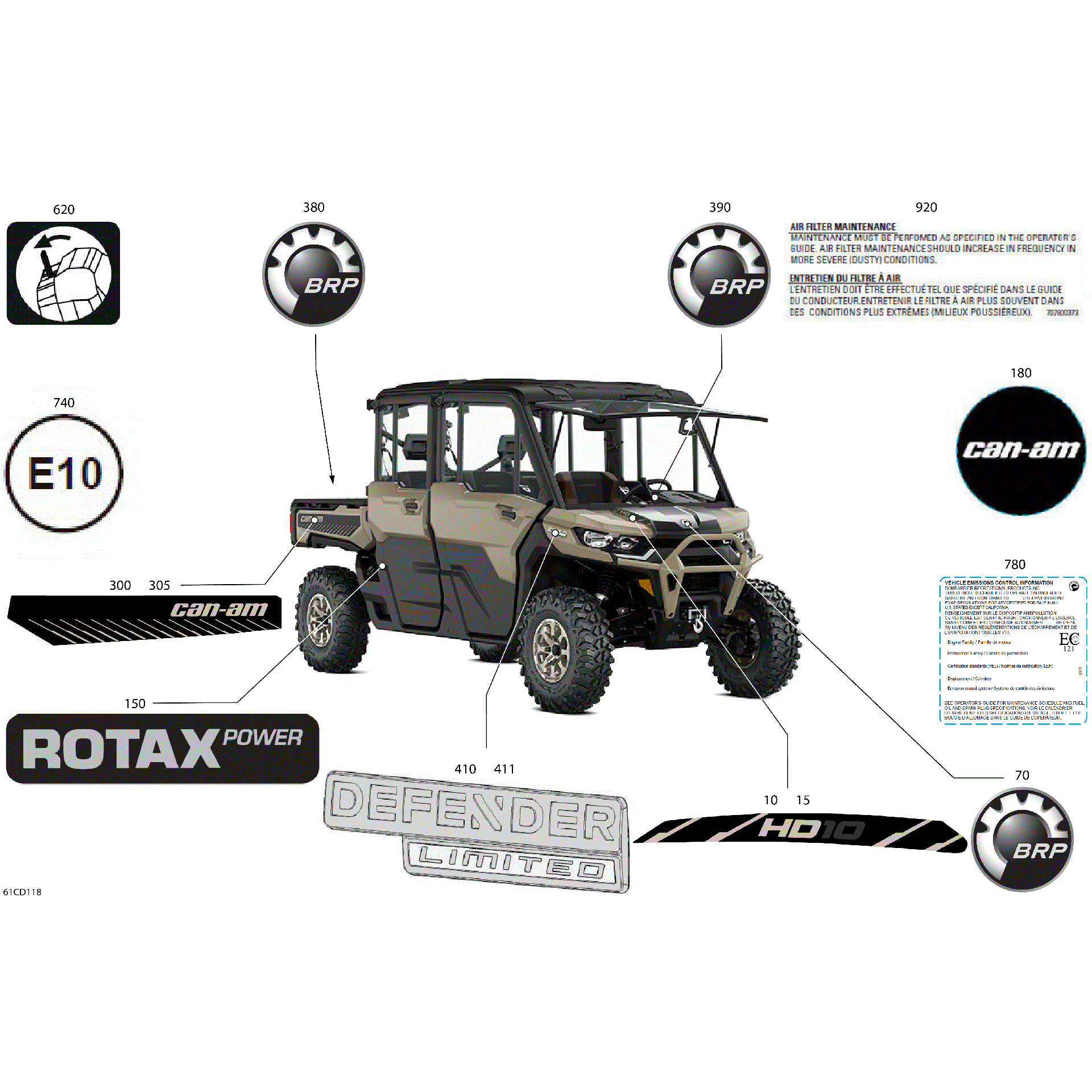 An Image of a Genuine Can-Am Parts Schematic Diagram showing the schematic - BODY - DECALS