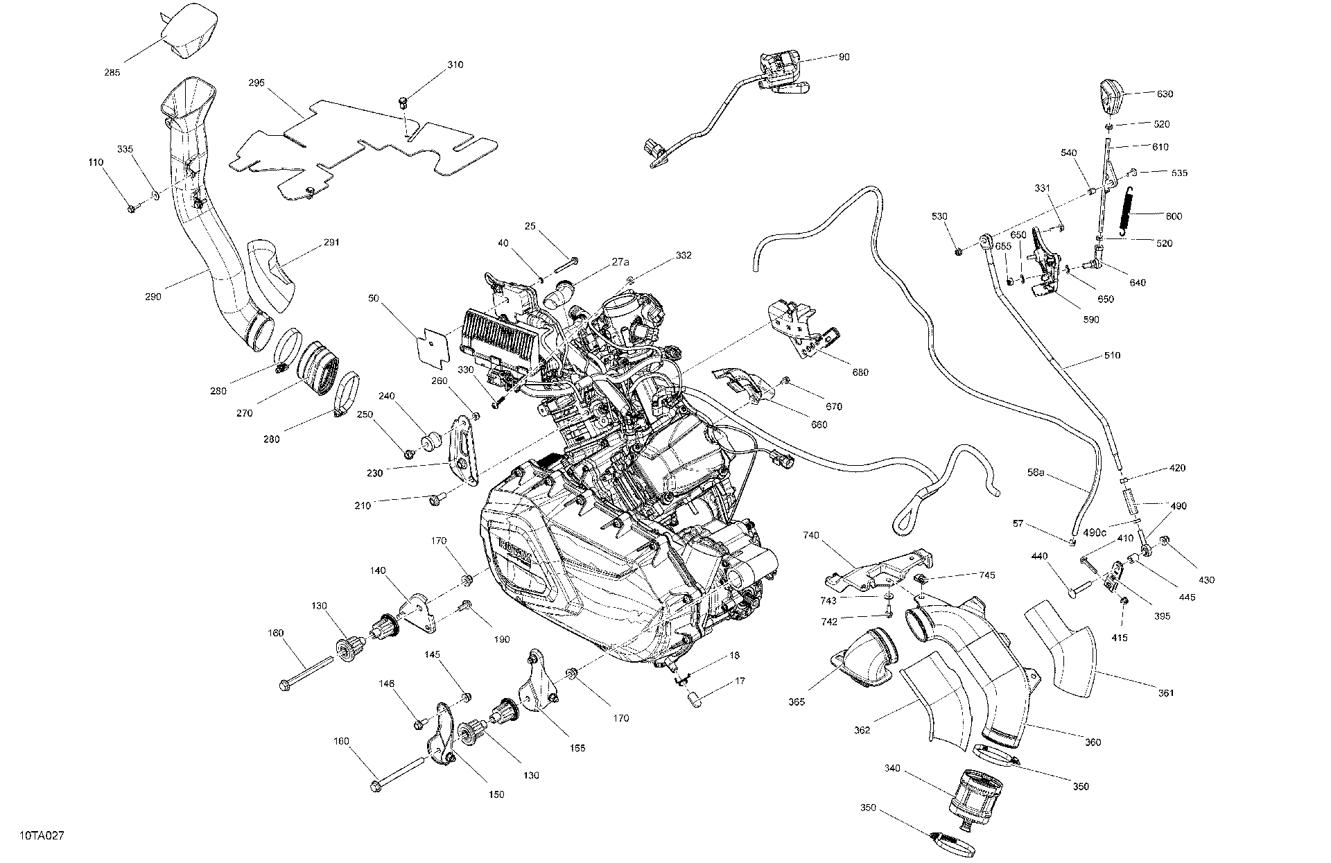 An Image of a Genuine Can-Am Parts Schematic Diagram showing the schematic - ENGINE - SYSTEM