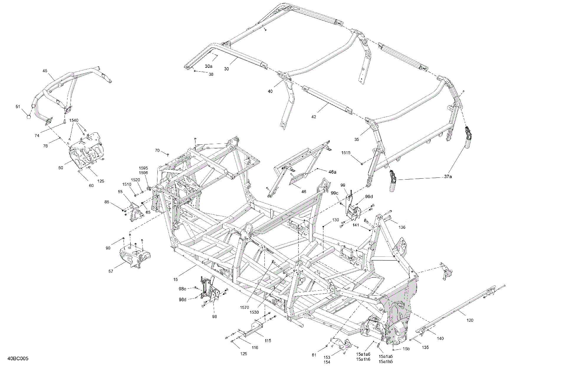 An Image of a Genuine Can-Am Parts Schematic Diagram showing the schematic - FRAME - SYSTEM