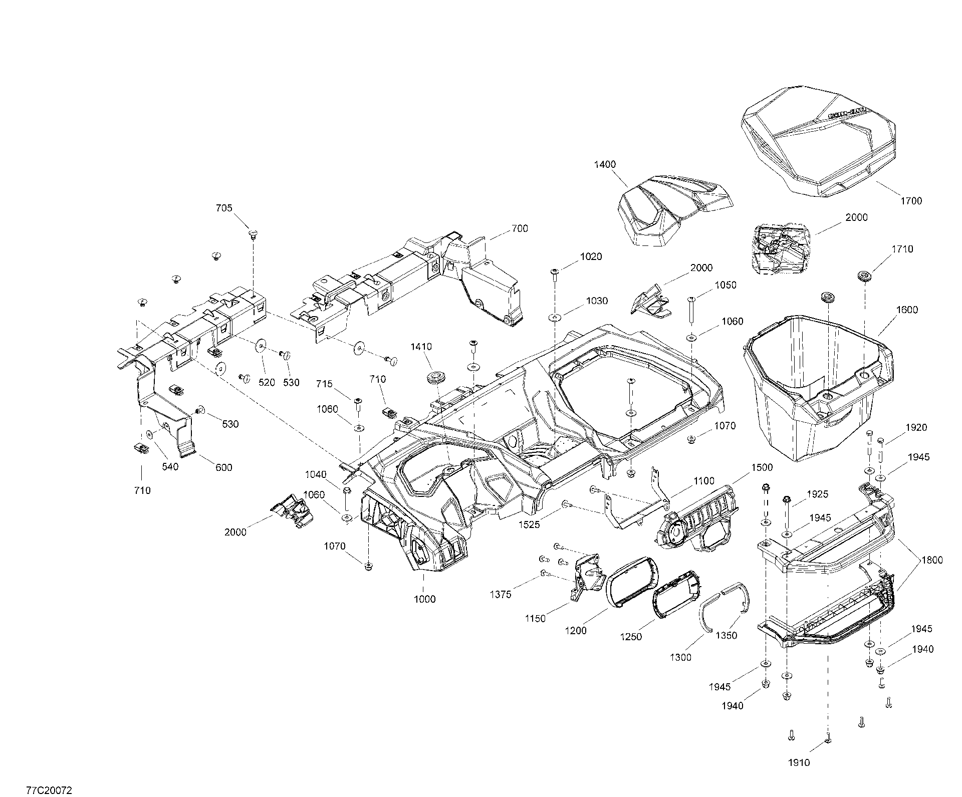 An Image of a Genuine Can-Am Parts Schematic Diagram showing the schematic - CAB INTERIOR - DASHBOARD