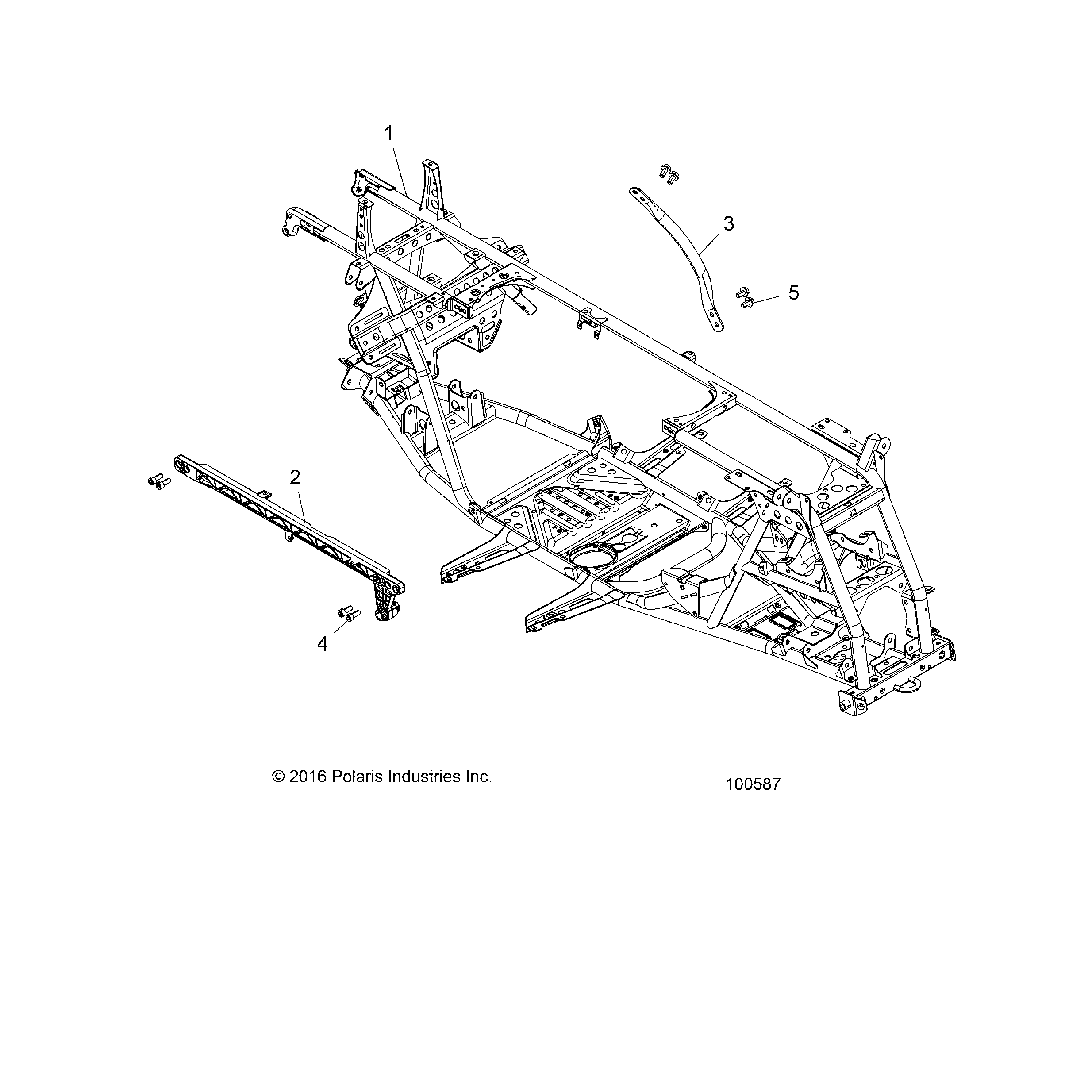 An Image of a Genuine Polaris Parts Schematic Diagram showing the schematic - CHASSIS: MAIN FRAME - 2018 POLARIS SPORTSMAN 850 HIGH LIFTER