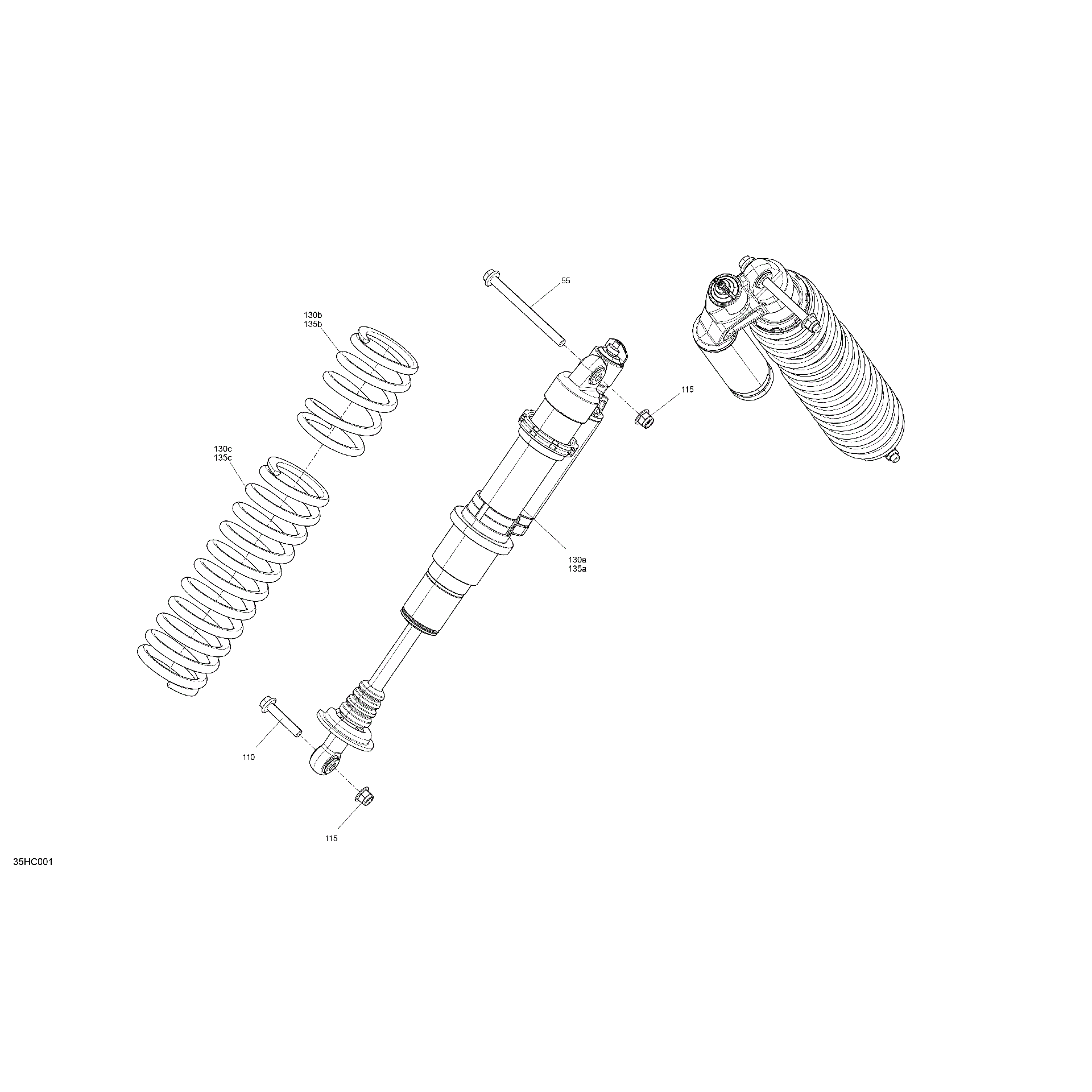 An Image of a Genuine Can-Am Parts Schematic Diagram showing the schematic - SUSPENSION - FRONT SHOCKS